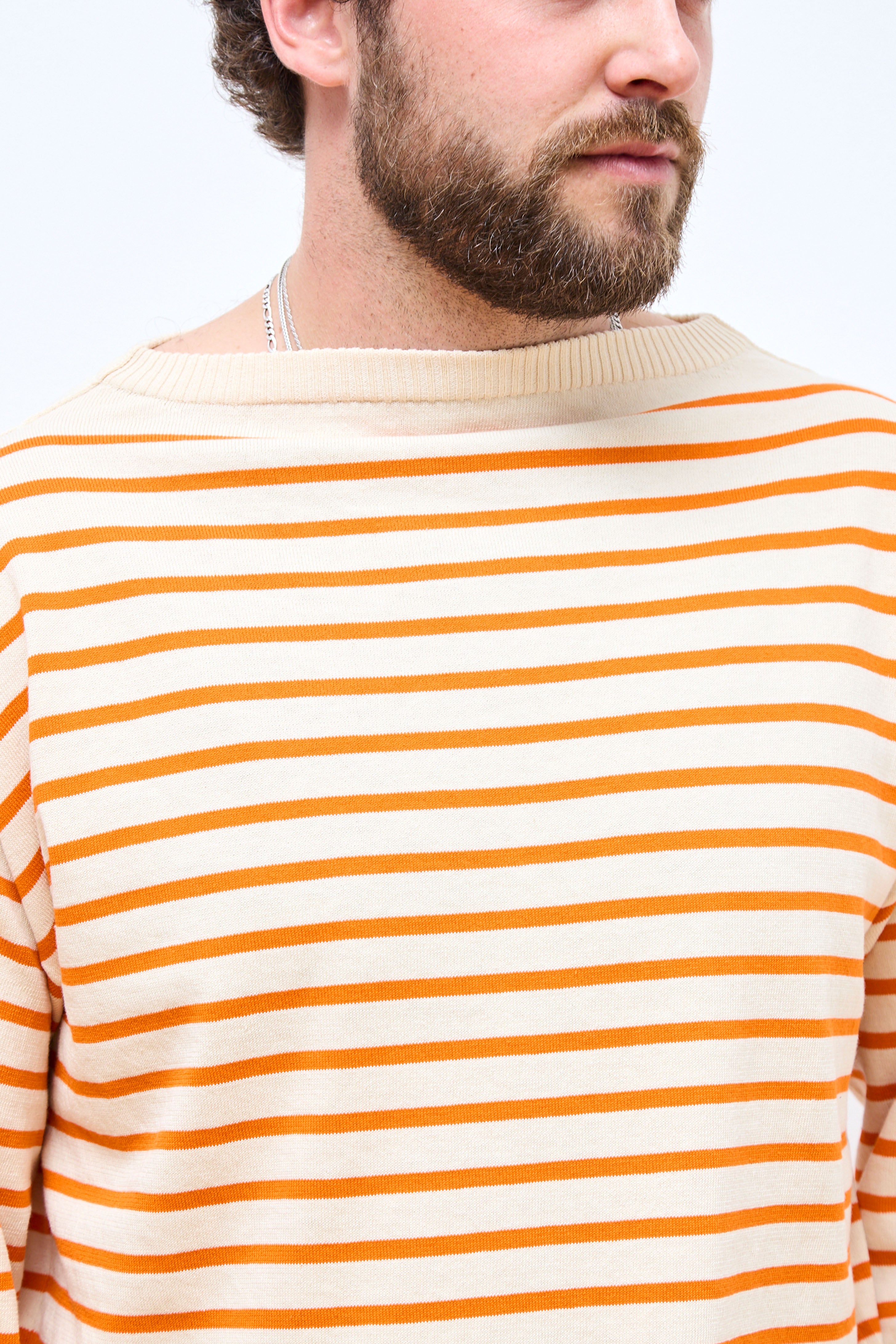 Boatsman Raw Cotton/Orange Stripe