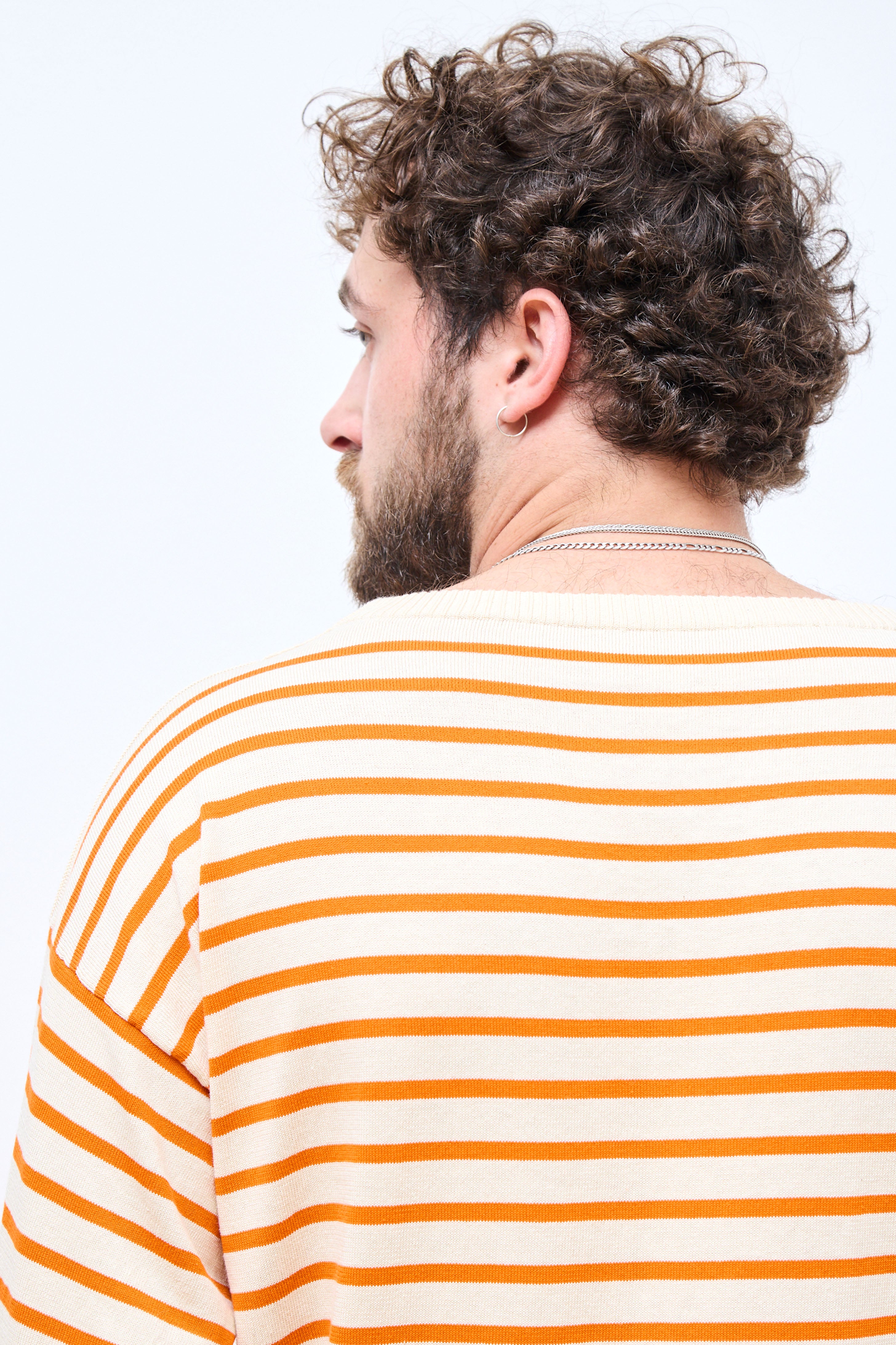 Boatsman Raw Cotton/Orange Stripe