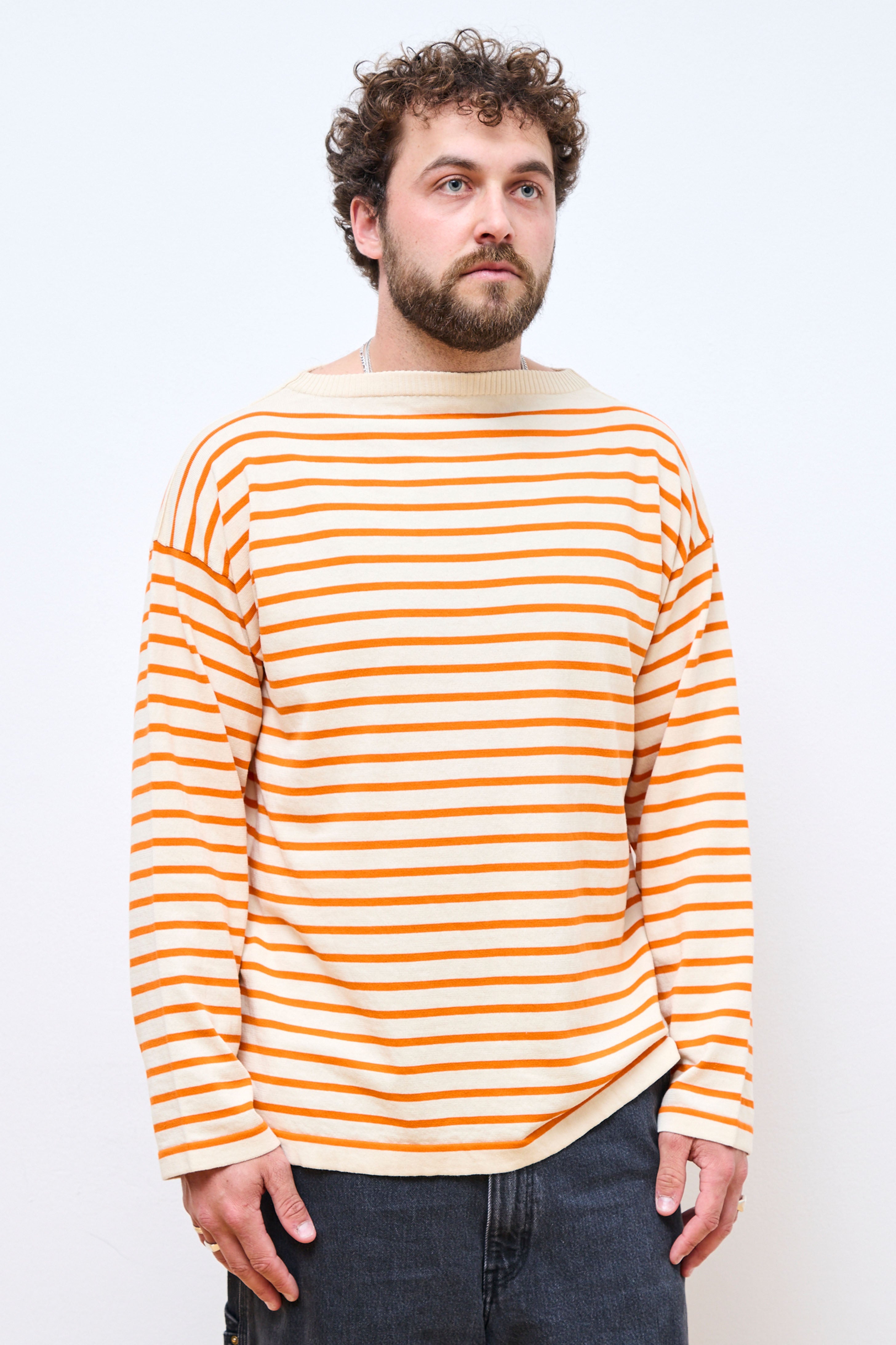 Boatsman Raw Cotton/Orange Stripe