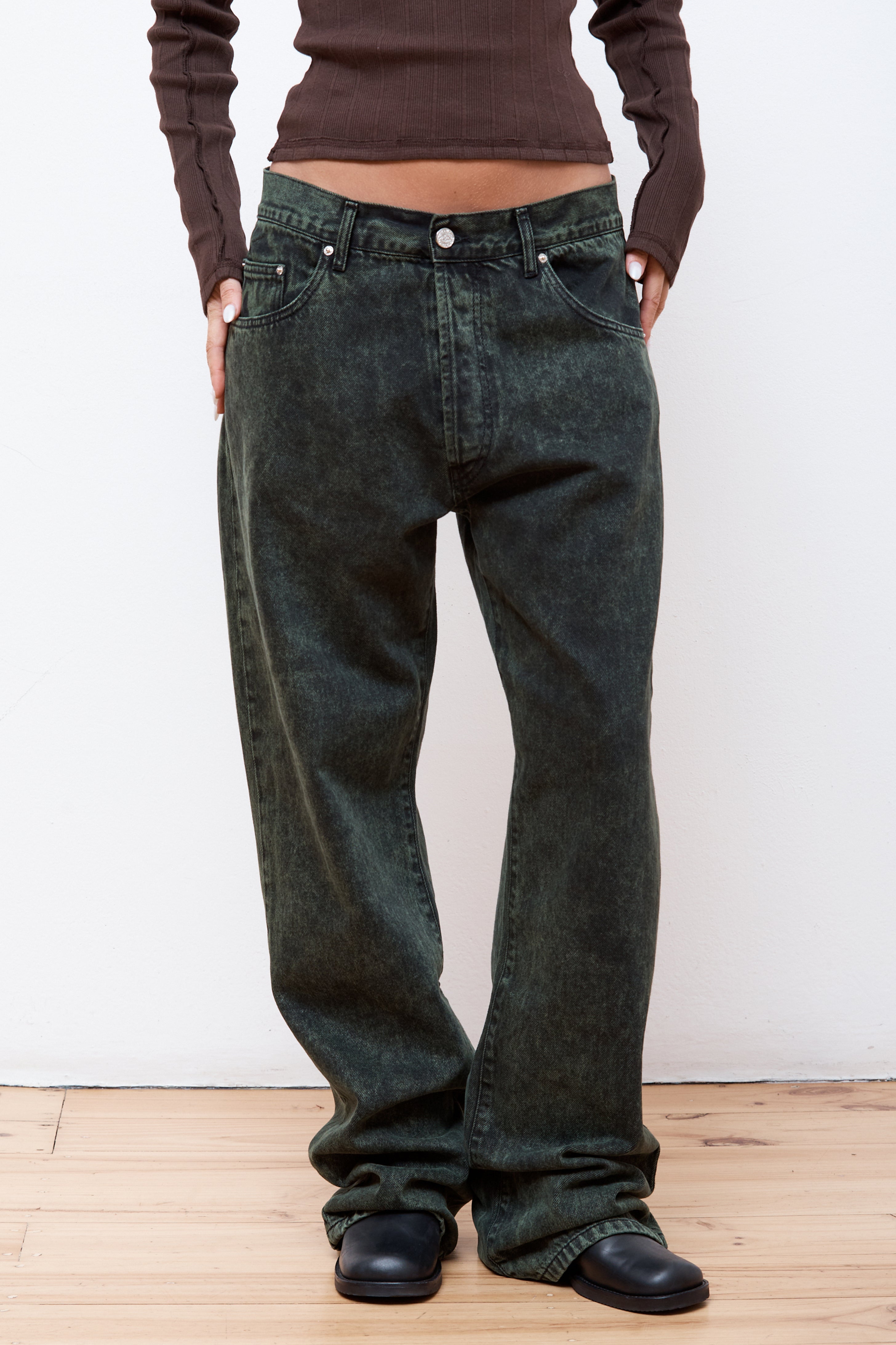 Acid Wash Batten Jean Forest Green