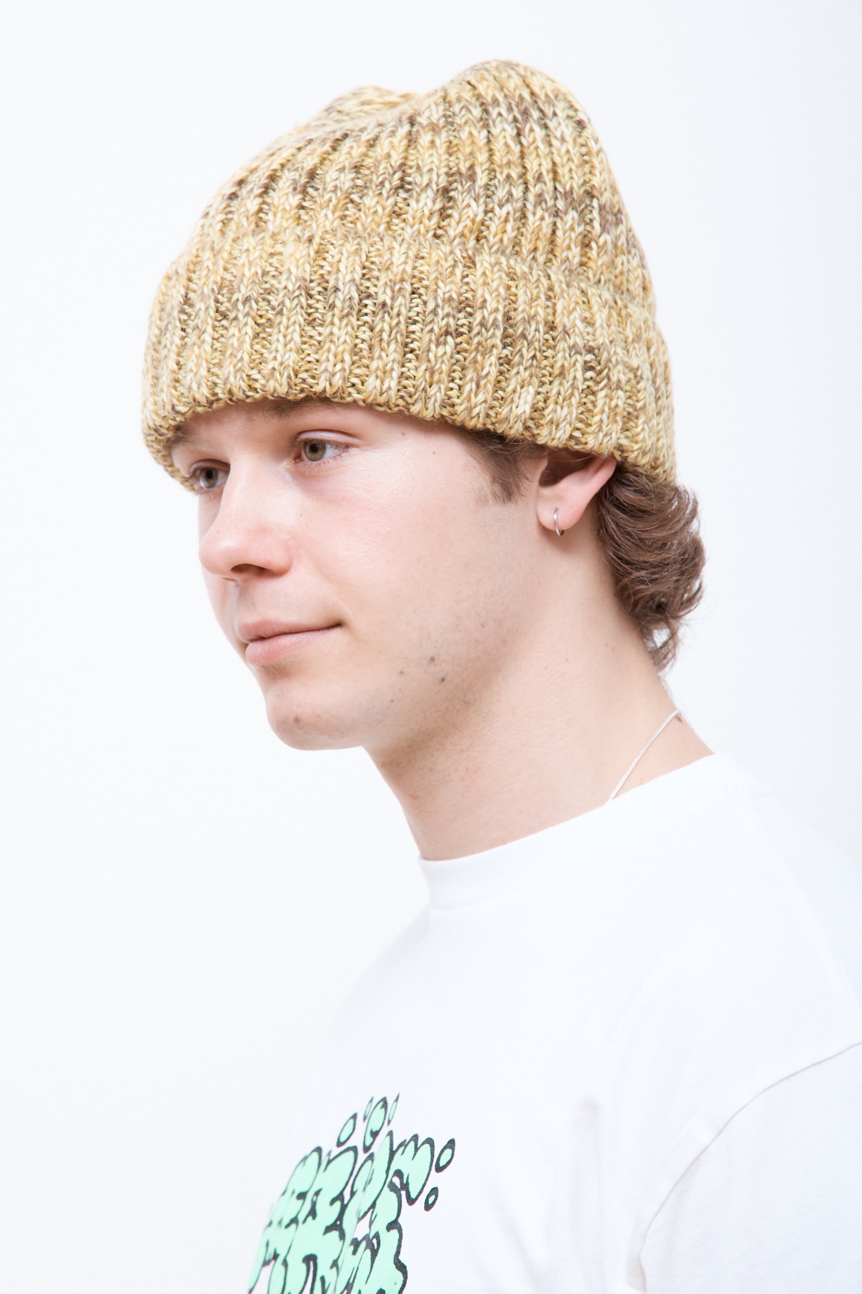 Rib Knit Space Dye Beanie Lime