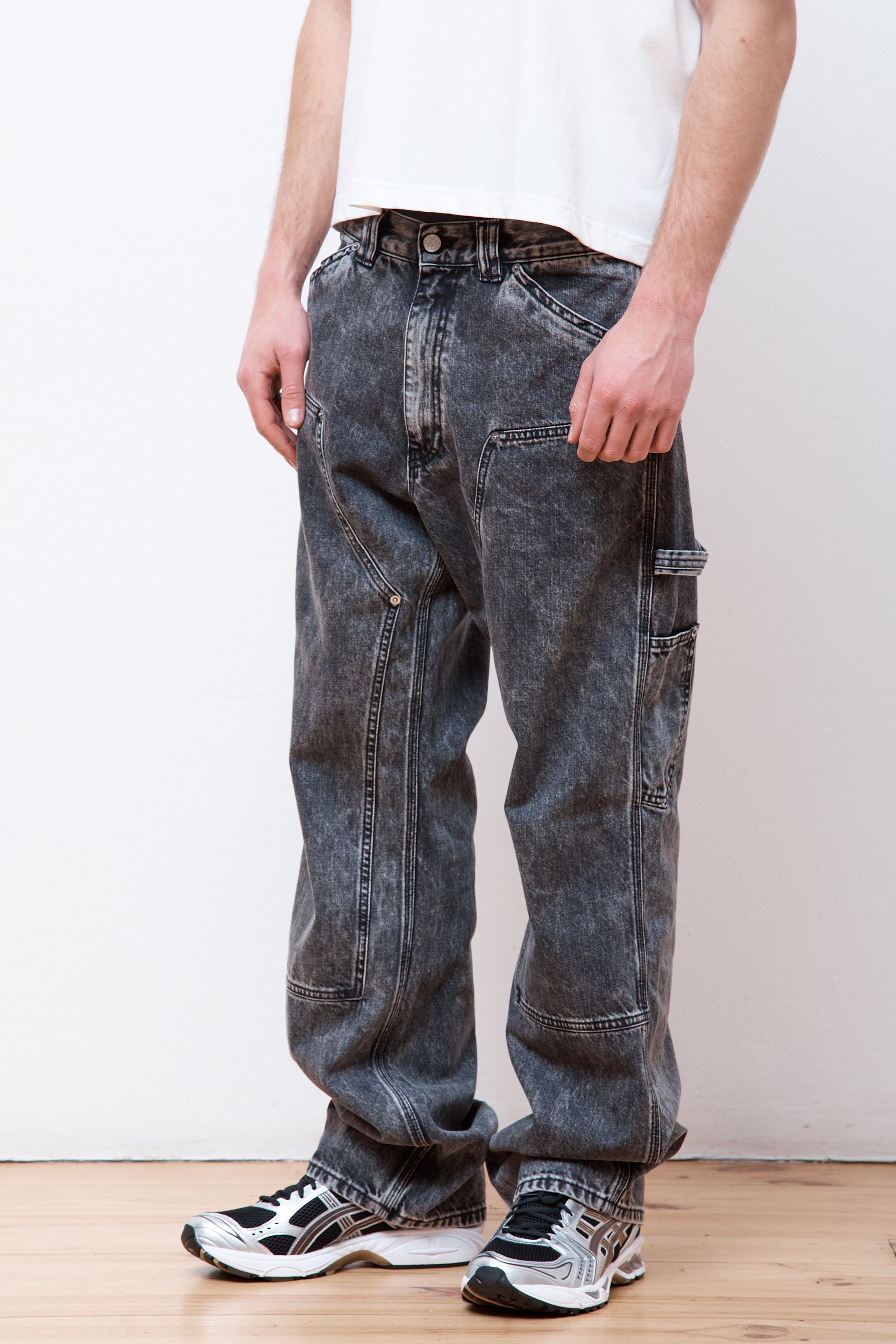 Acid Wash Denim Carpenter Jean Black