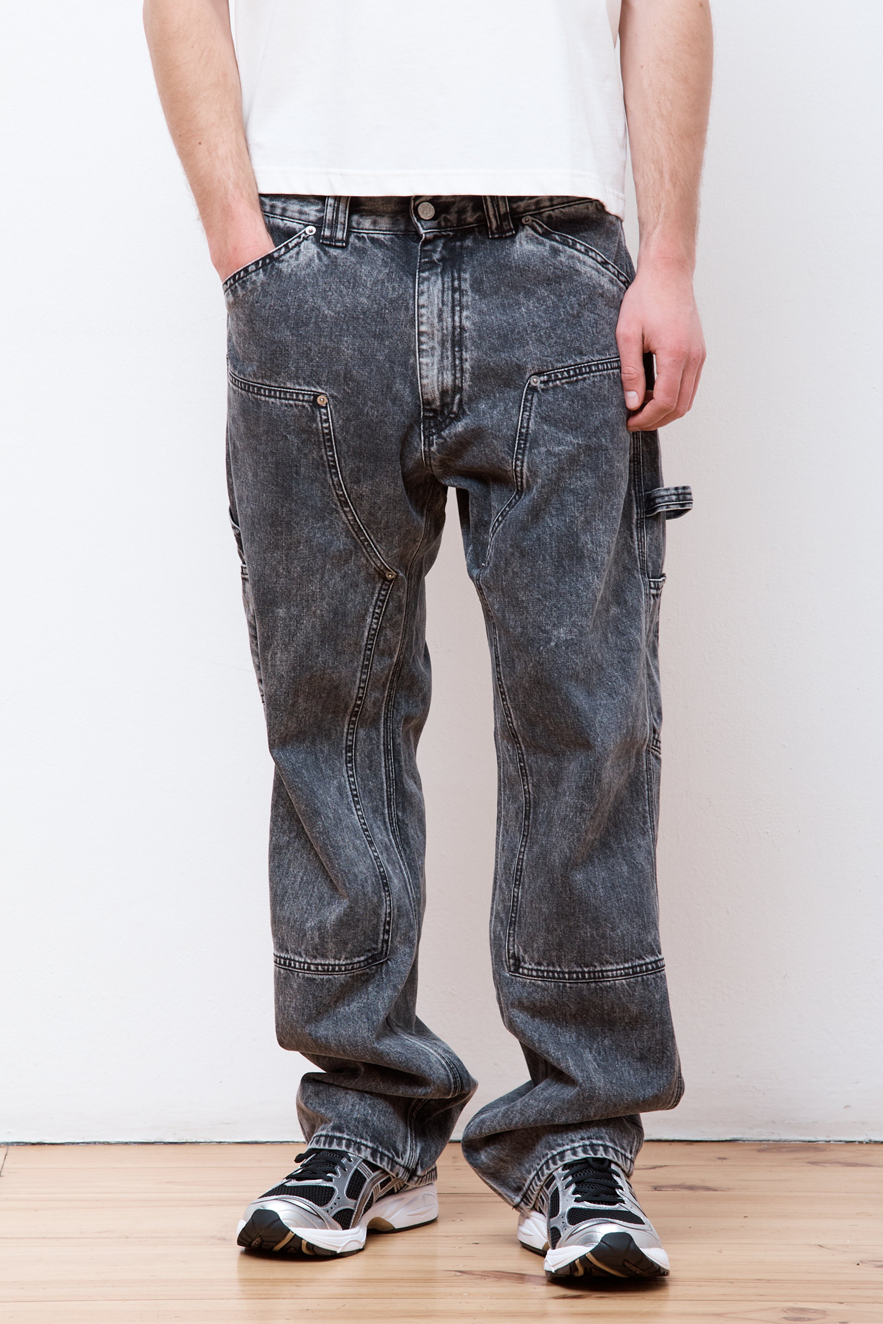 Acid Wash Denim Carpenter Jean Black