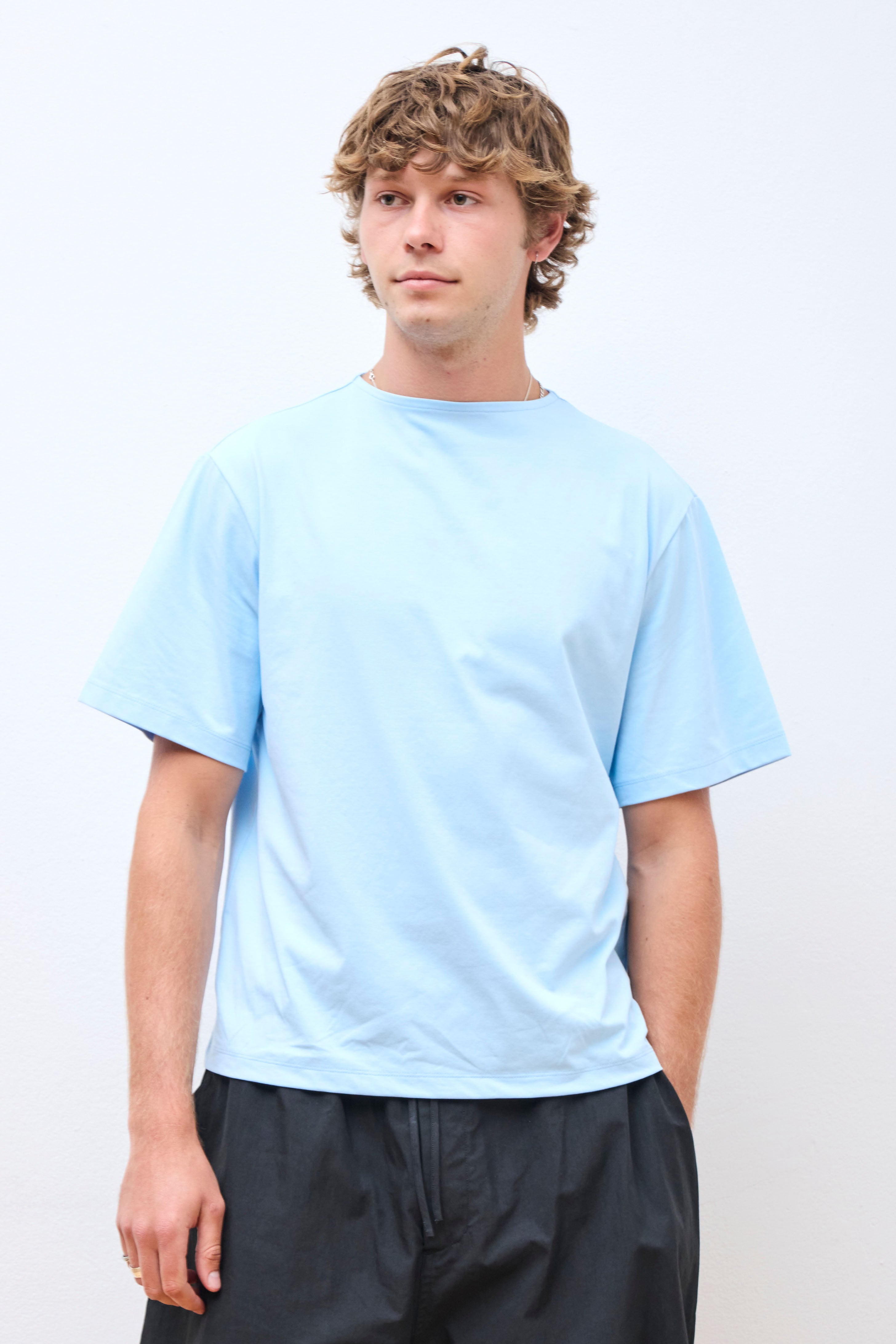 Boat Neck T-Shirt Light Blue