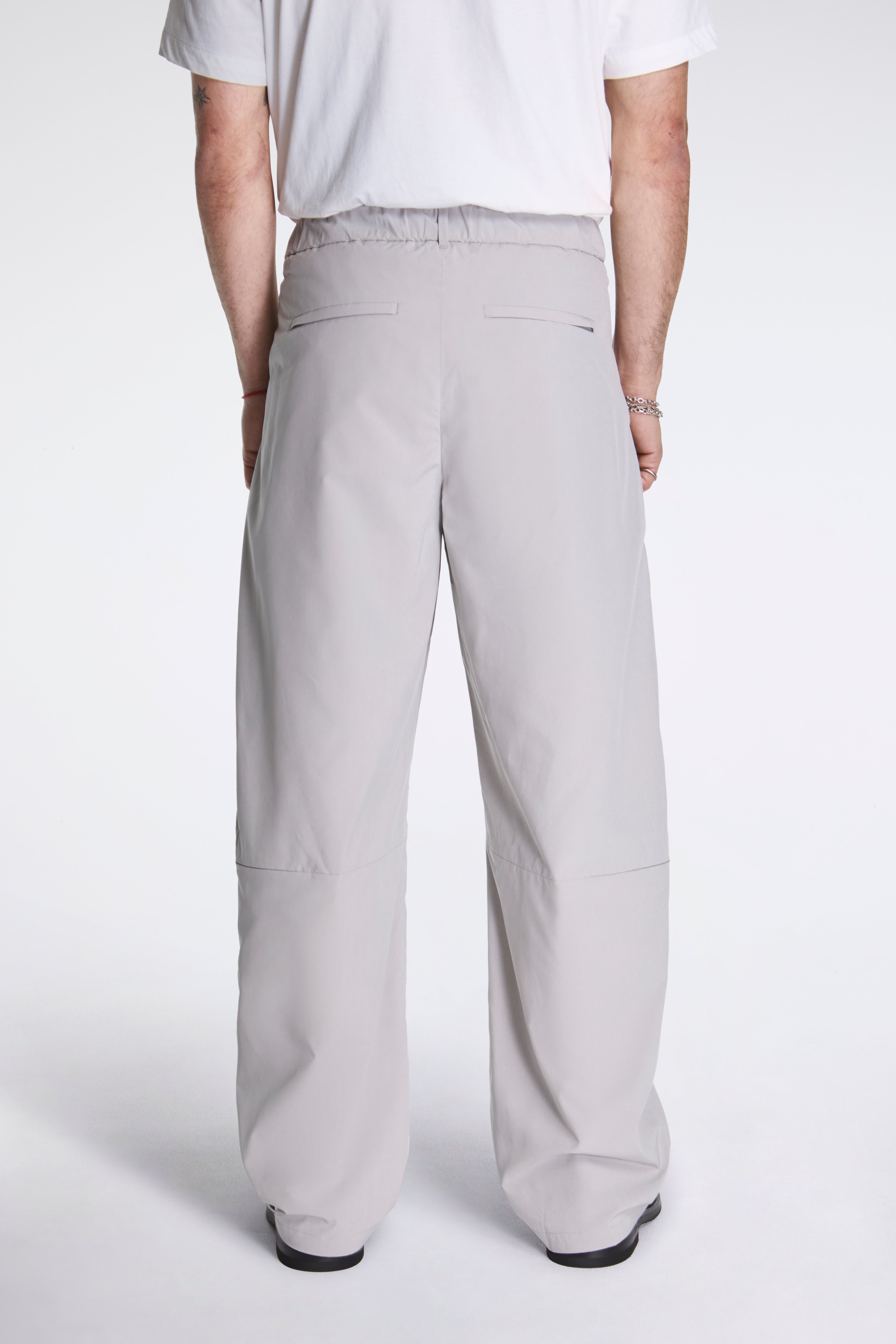 Curved Zip Banding Pants Grey