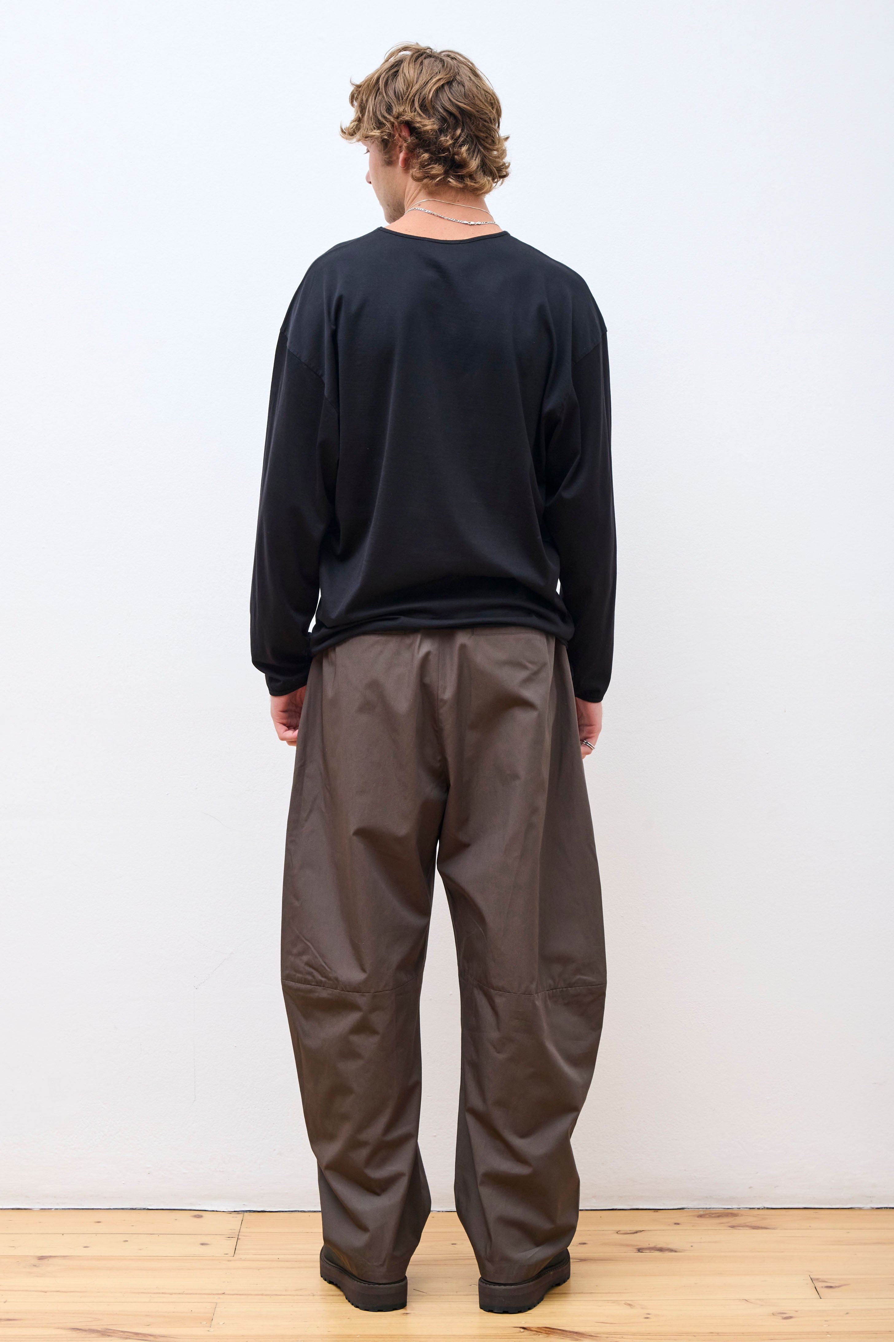 Curved Zip Pants Brown