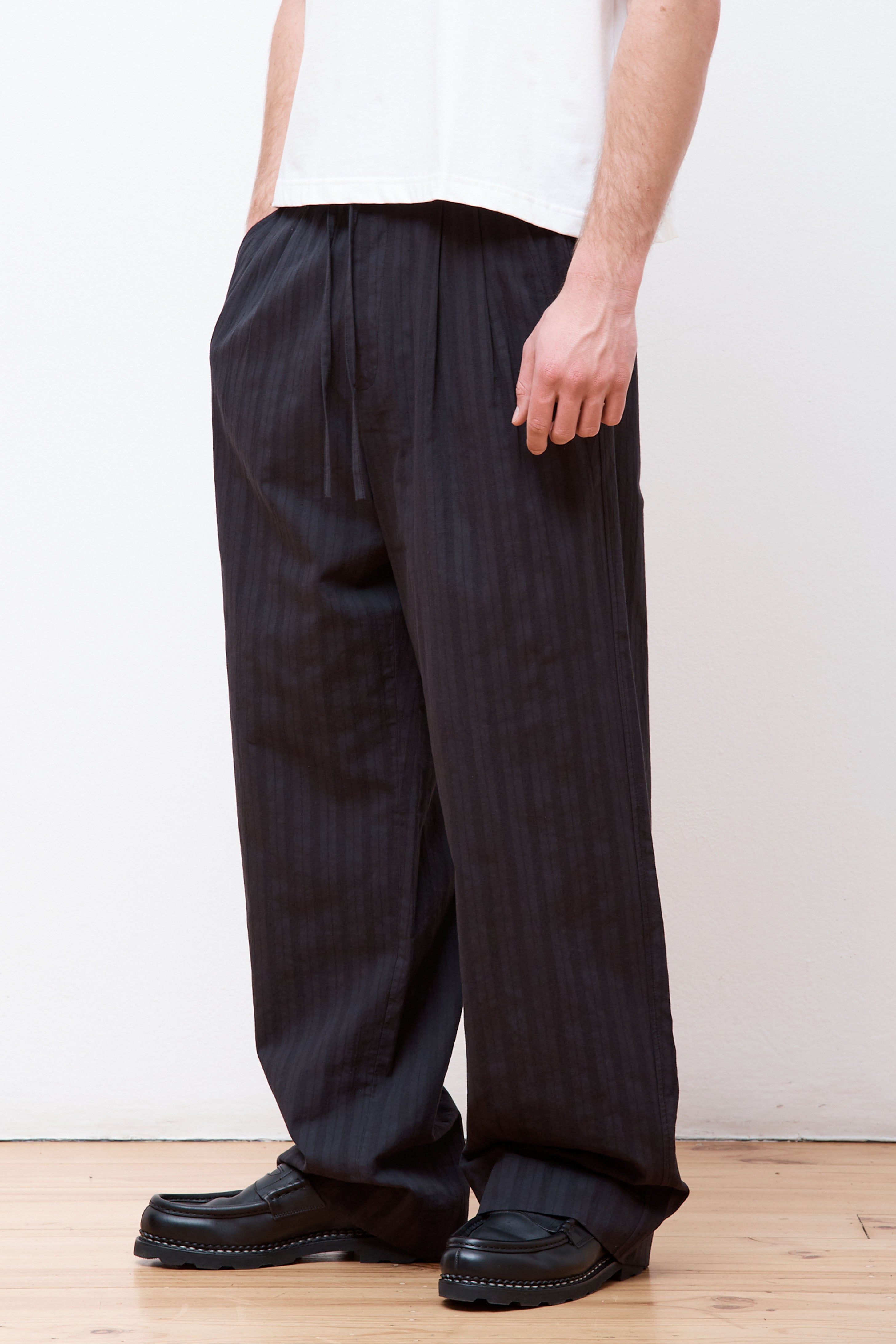 Stripe Drawstring Pants Black