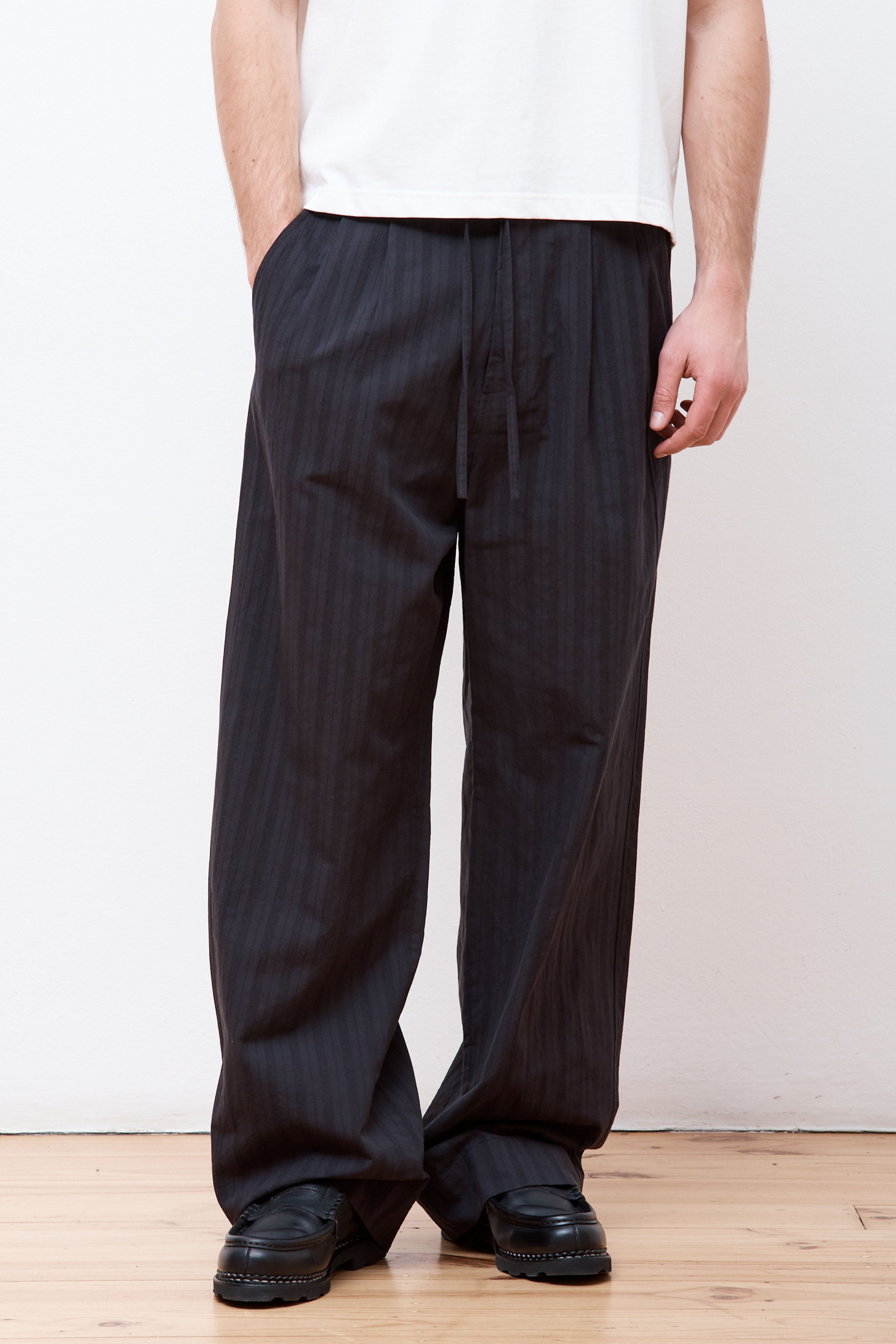 Stripe Drawstring Pants Black