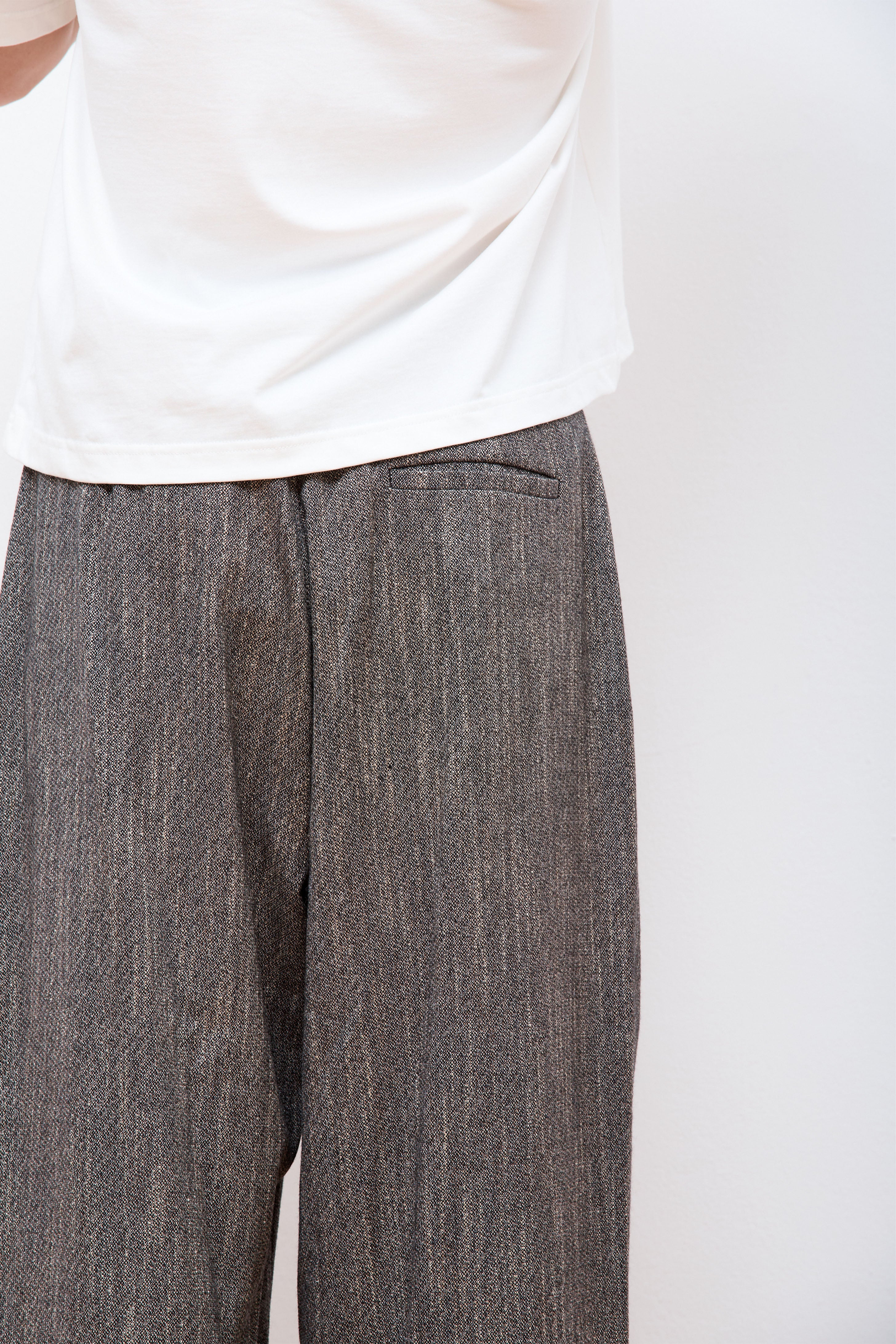 Wool Tweed Wide Pants Charcoal