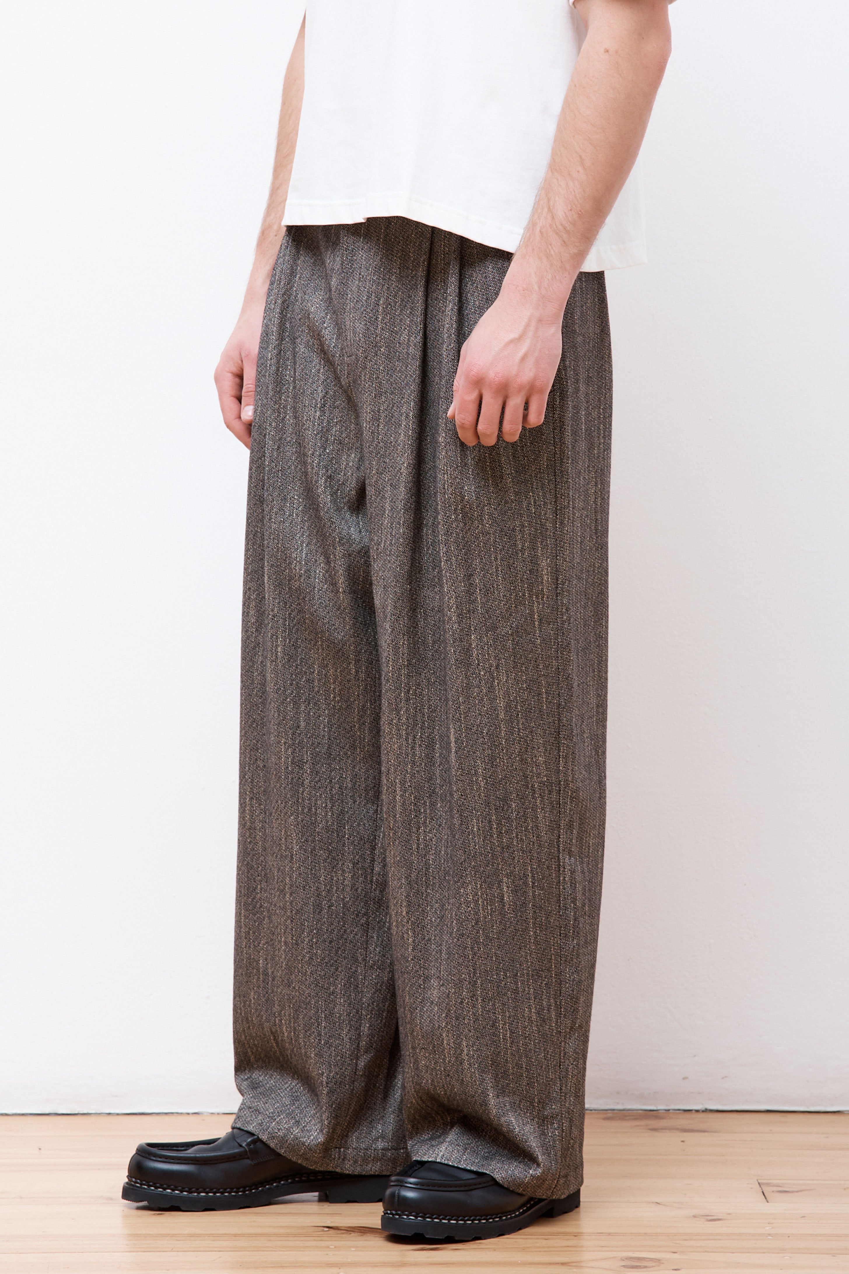 Wool Tweed Wide Pants Charcoal