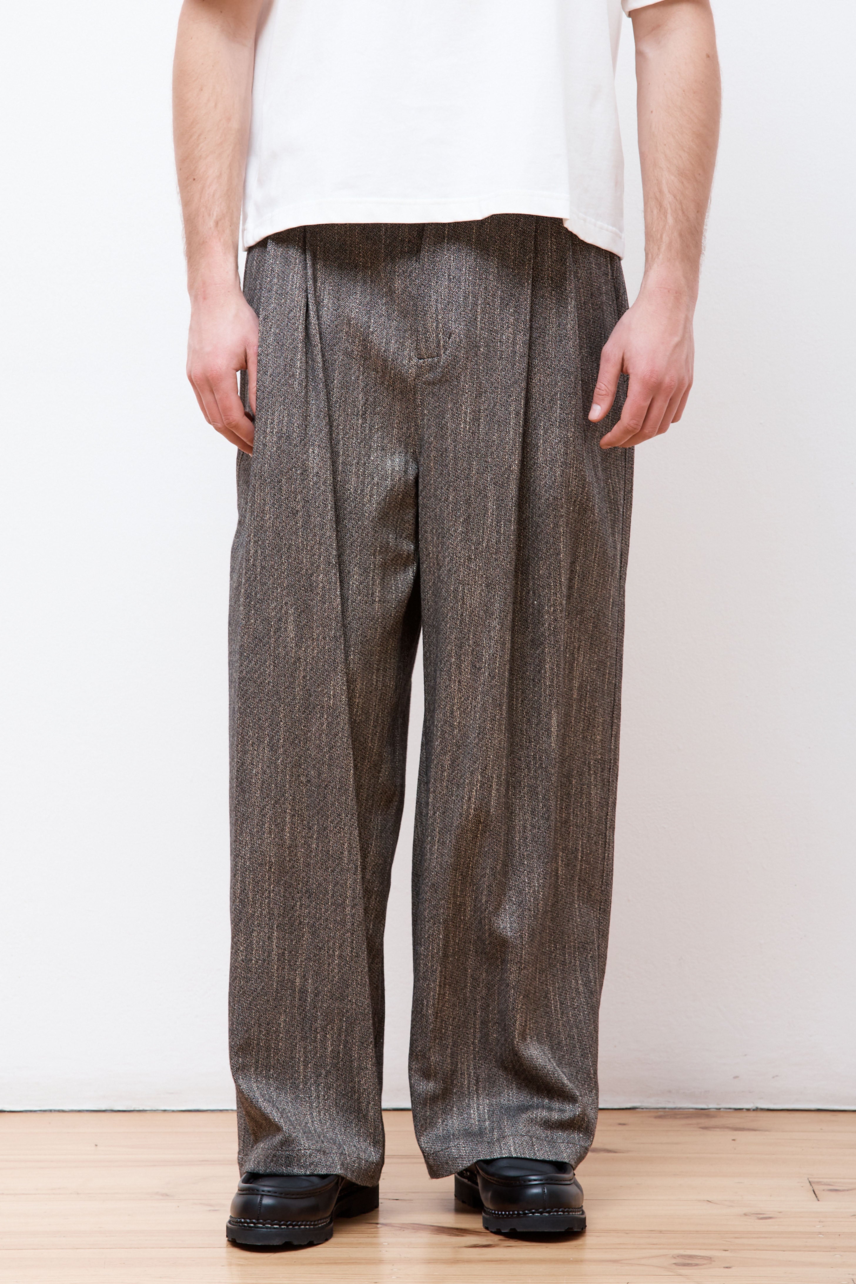 Wool Tweed Wide Pants Charcoal