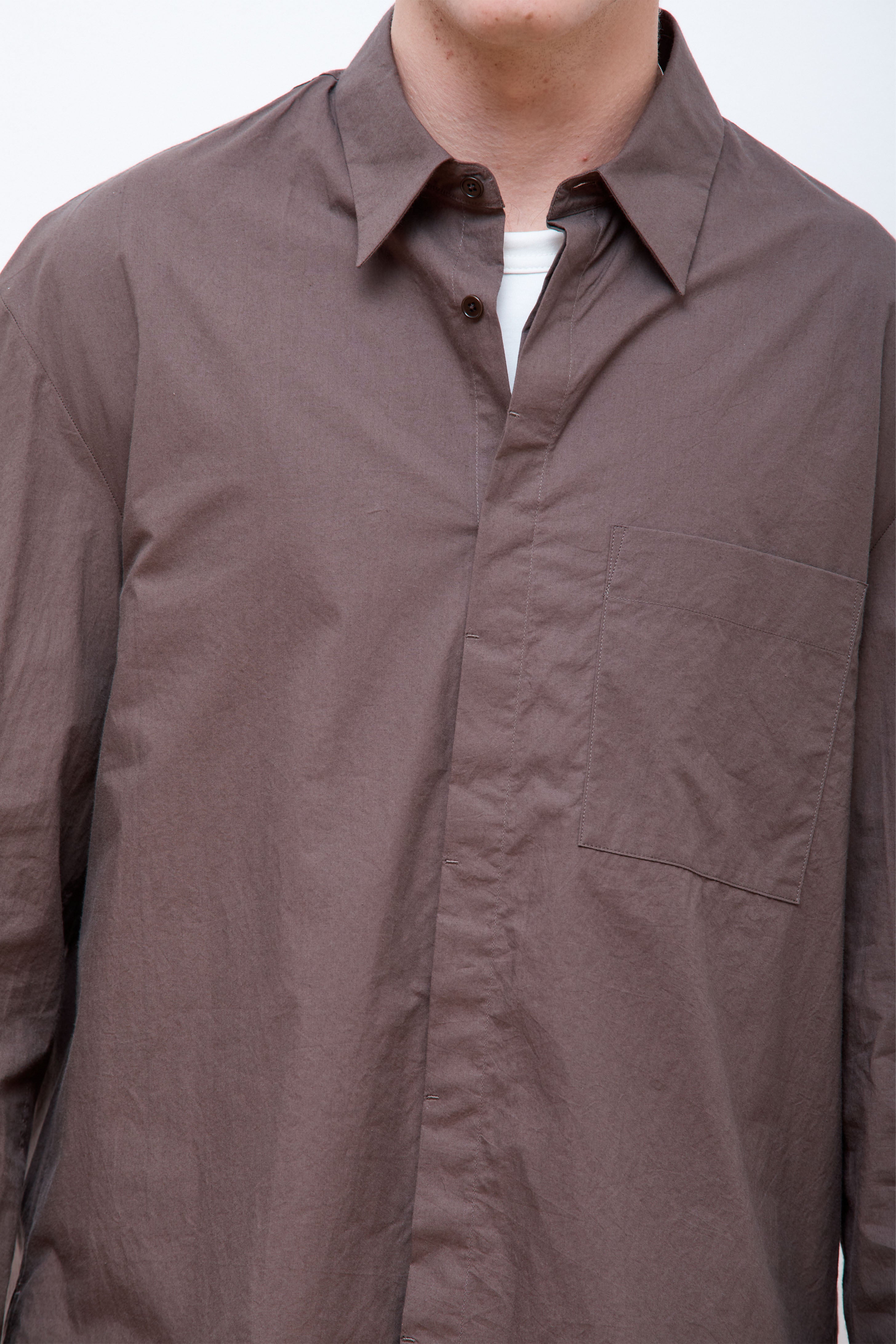 Square Pocket Oversized Shirts Brown