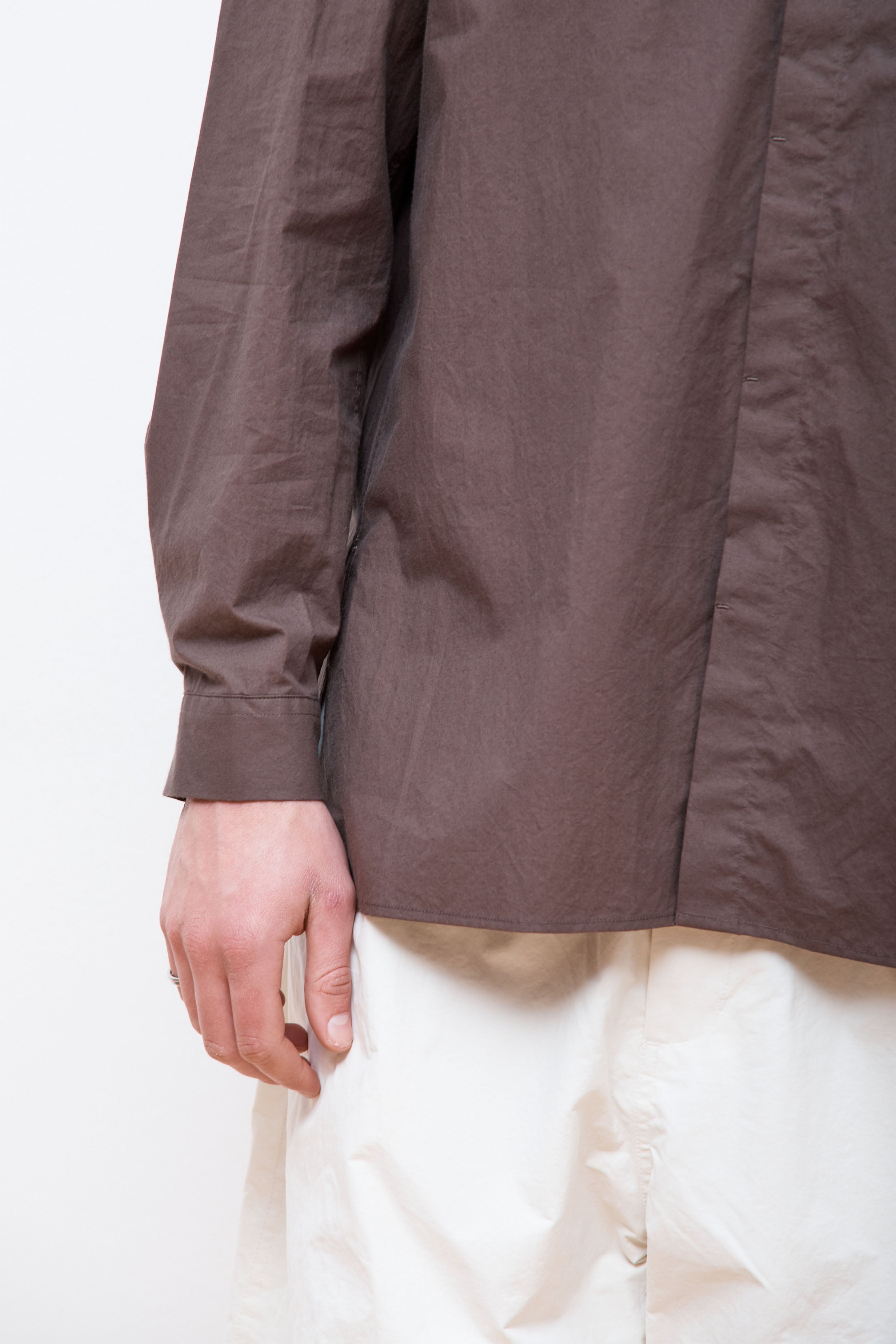 Square Pocket Oversized Shirts Brown