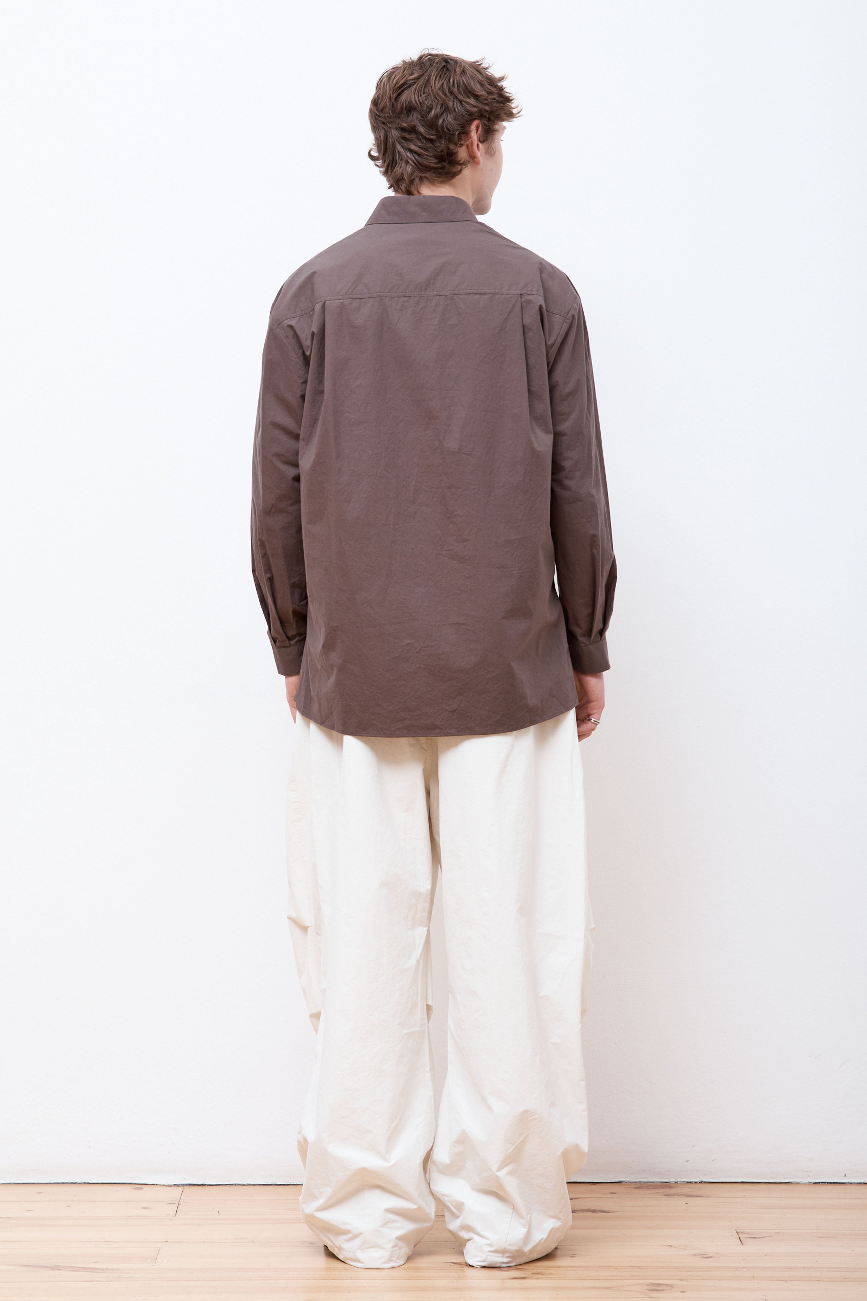 Square Pocket Oversized Shirts Brown