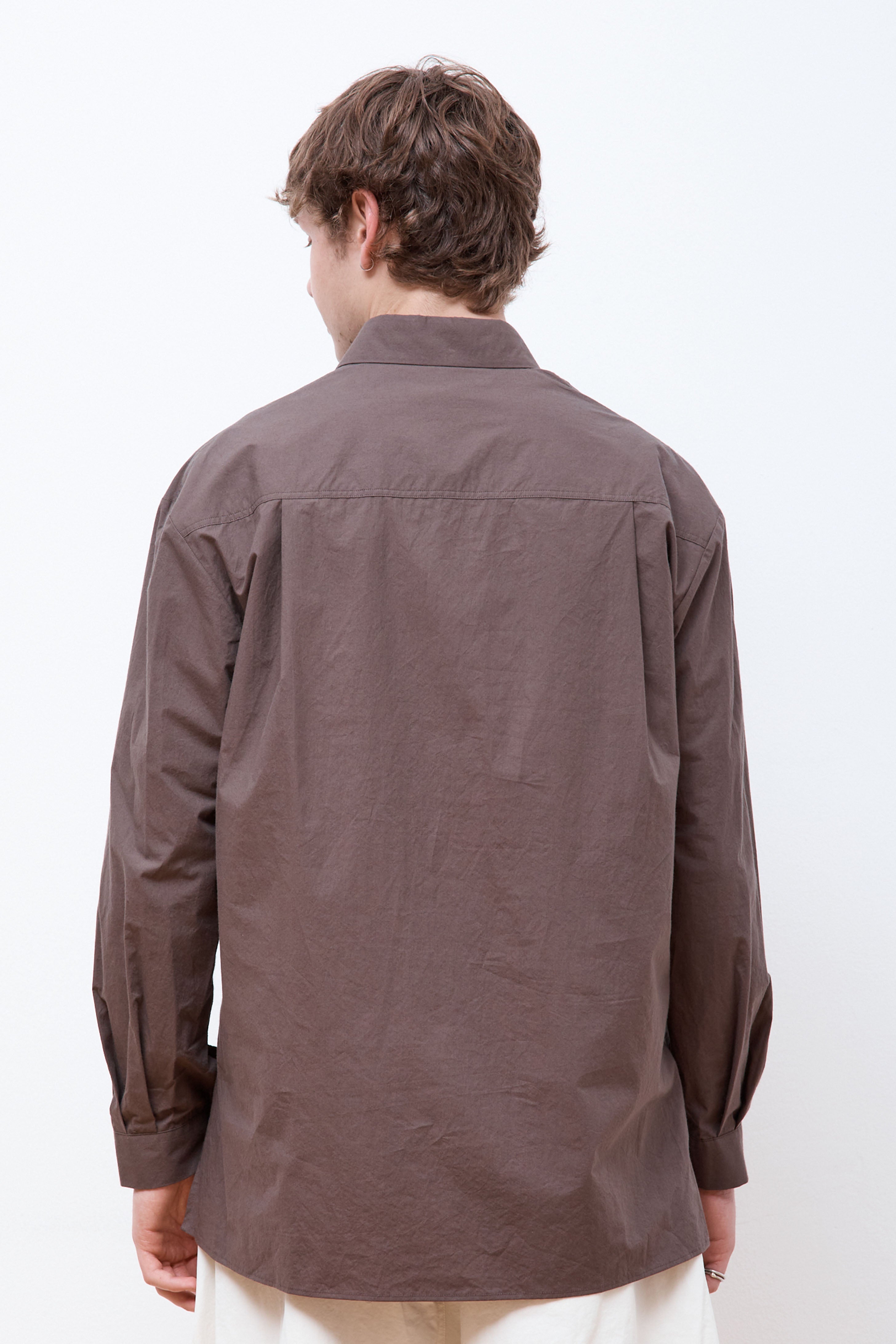 Square Pocket Oversized Shirts Brown