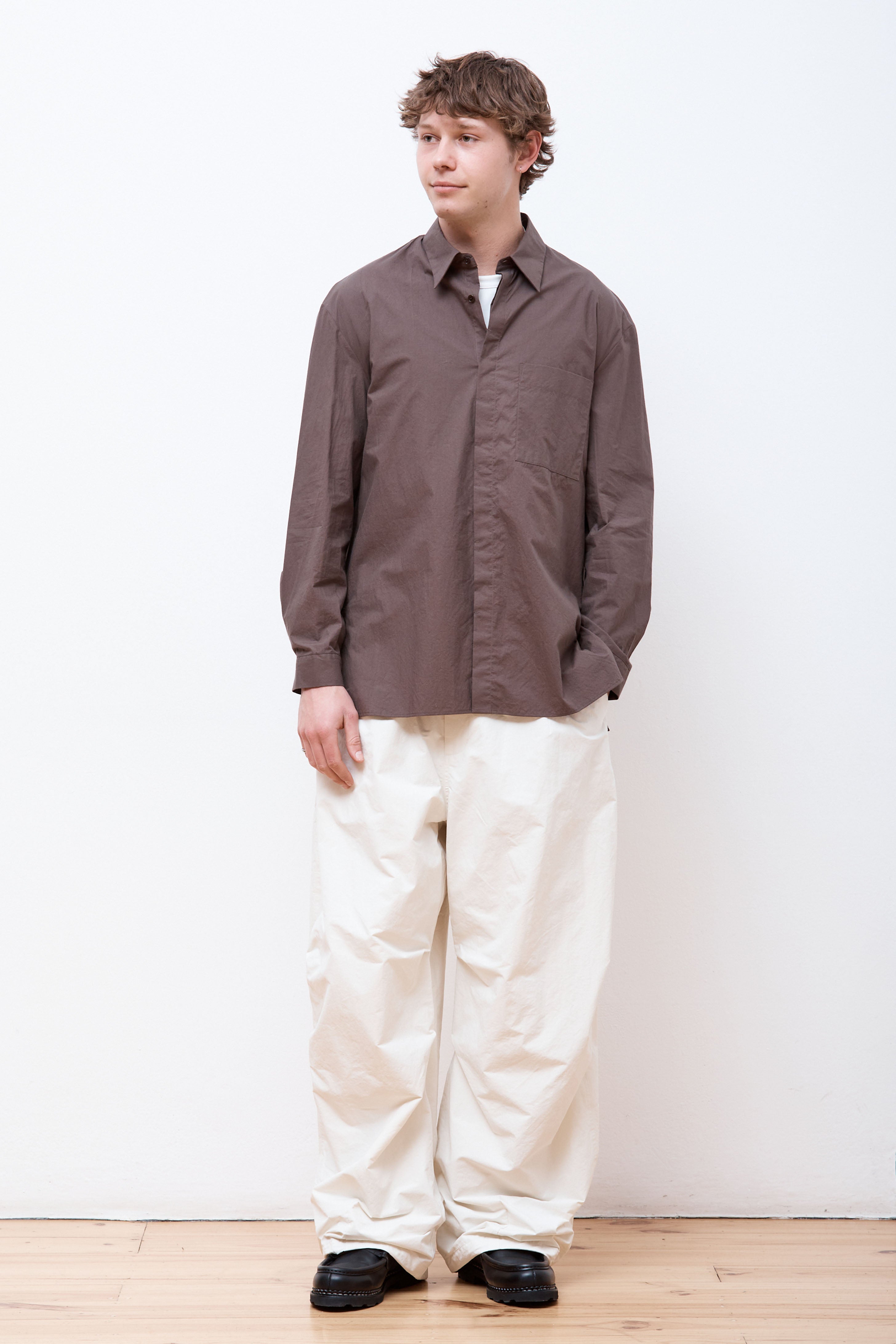 Square Pocket Oversized Shirts Brown