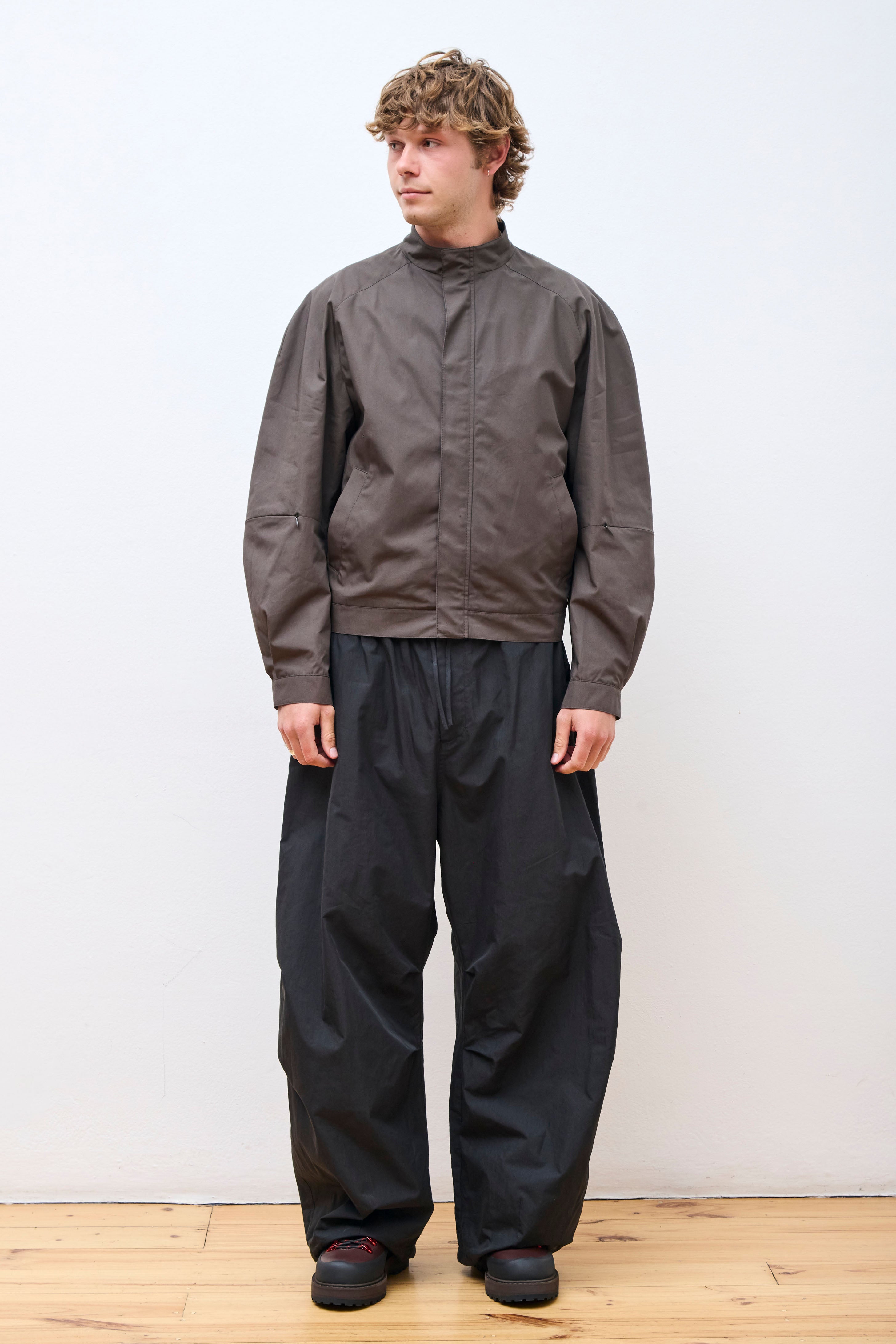 Drawstring Wide Fatigue Pants Black