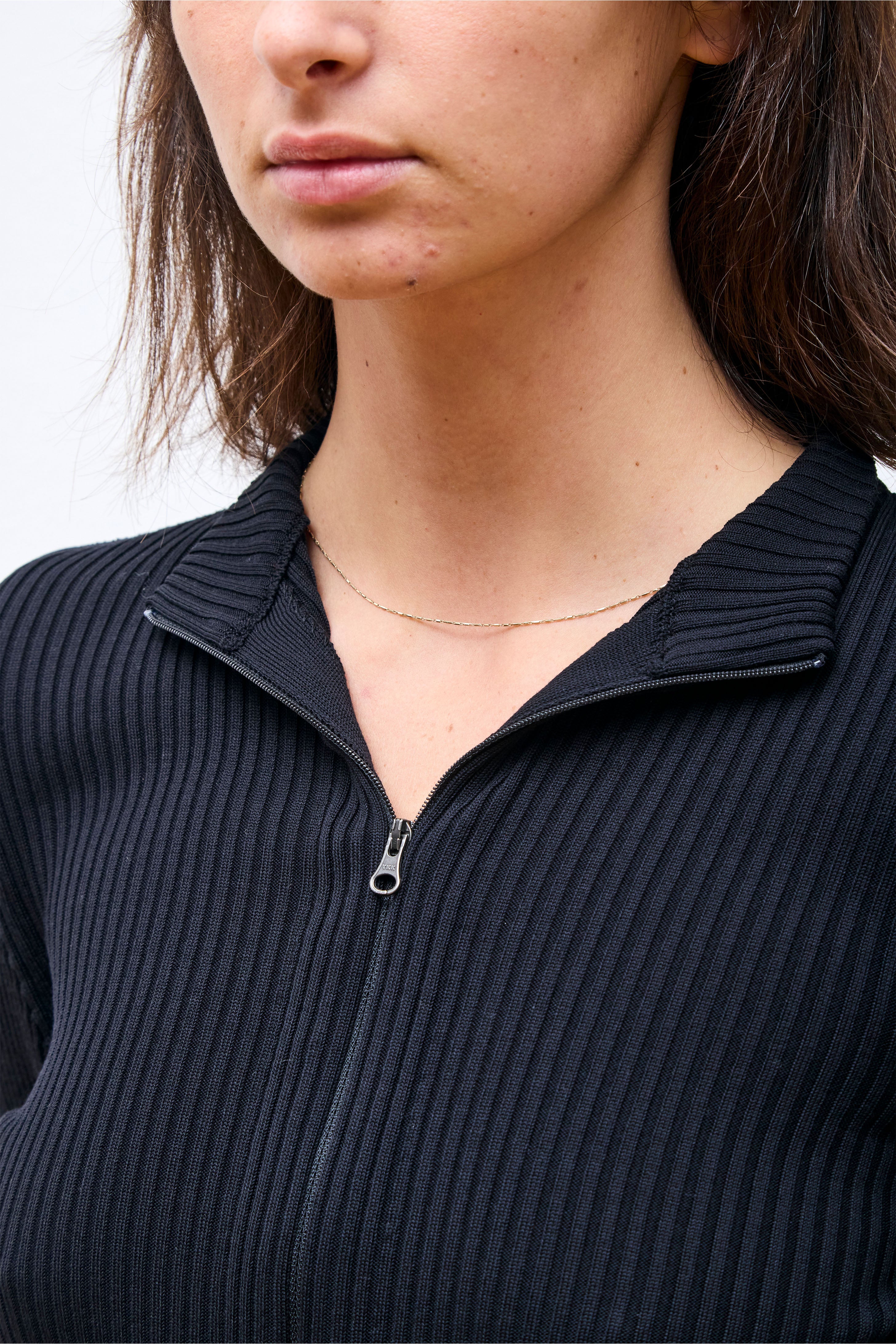 Ribbed Mock Neck Cardigan Black