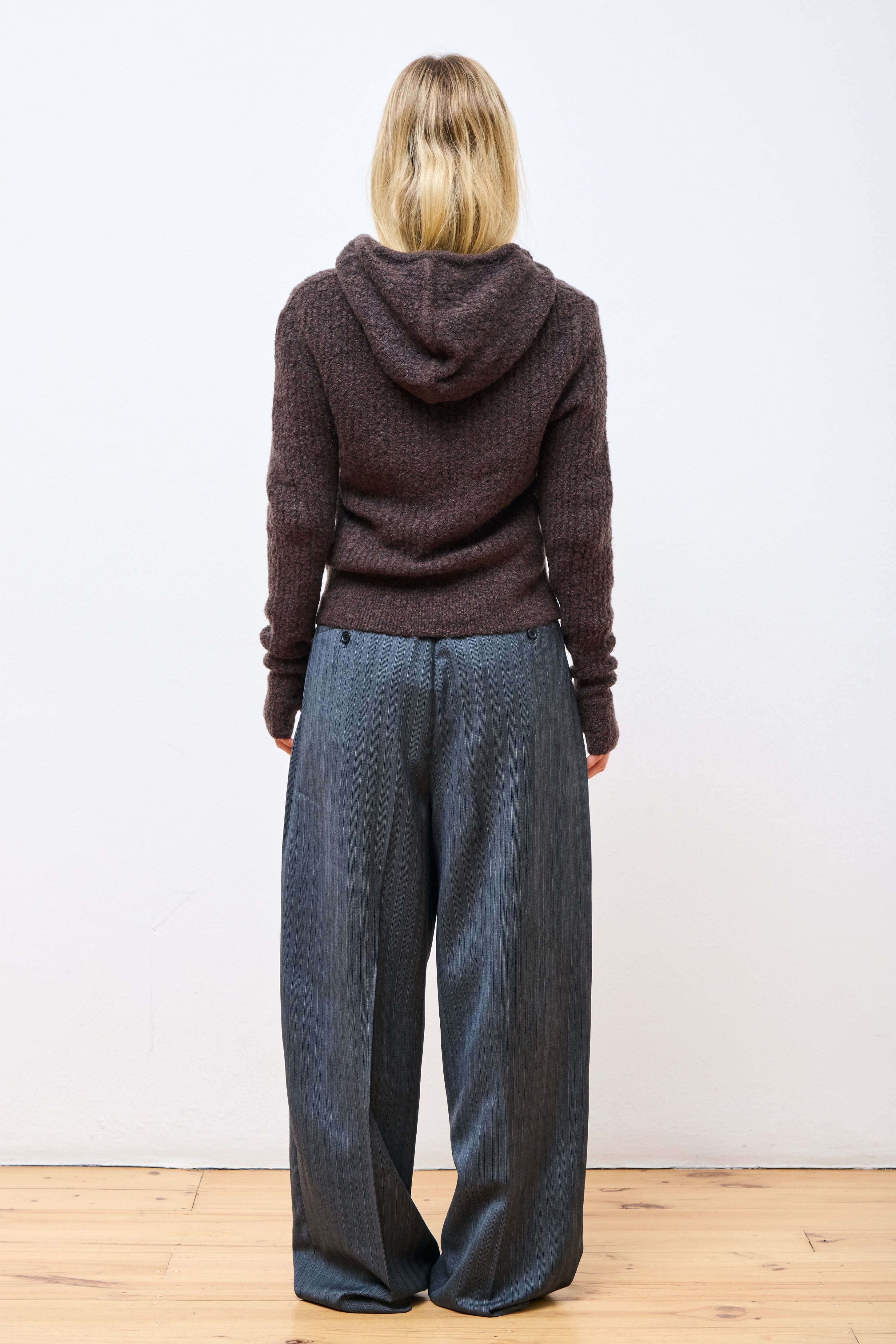 Boucle Hooded Knit Brown