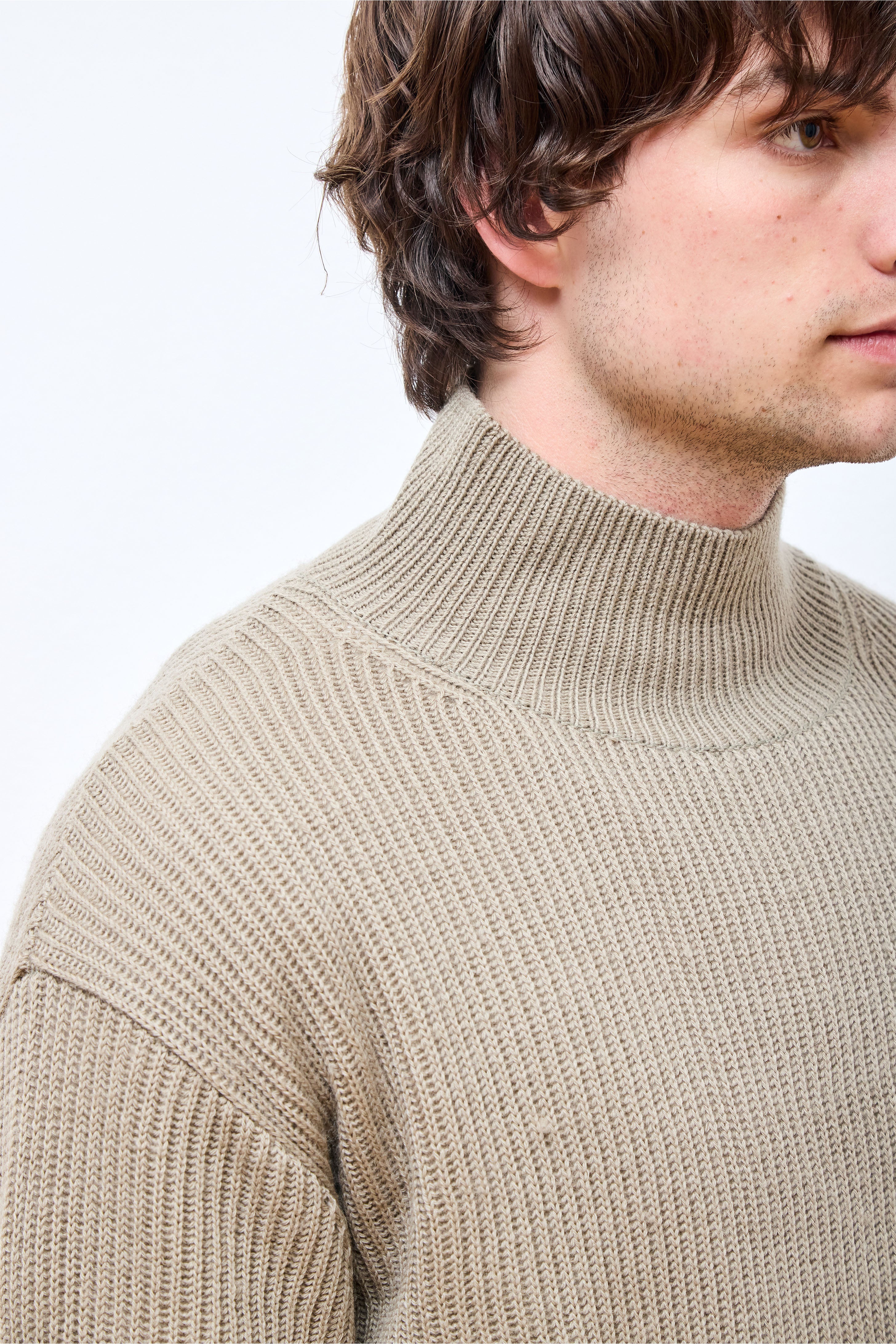 Mens Turtleneck Pullover Khaki