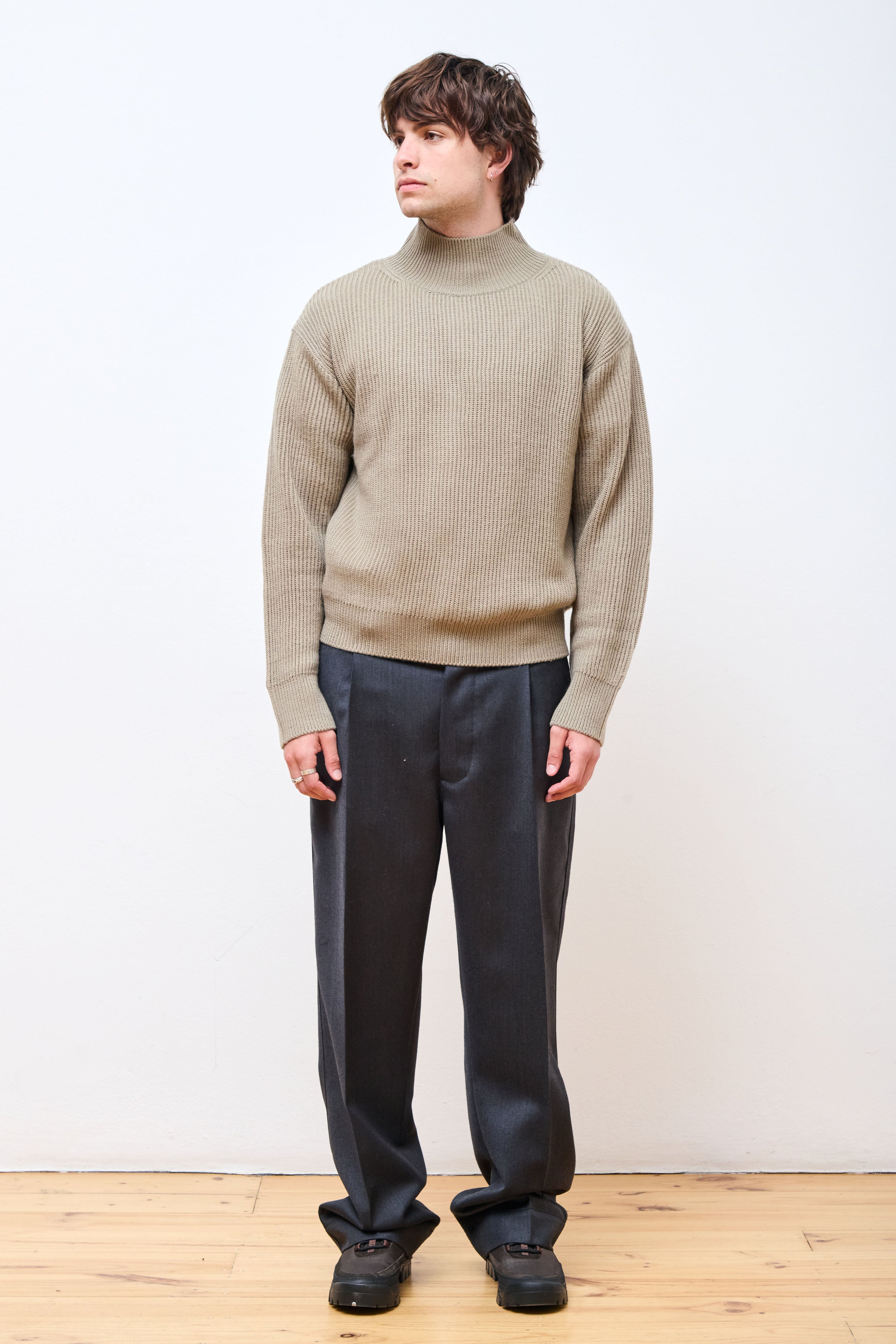 Mens Turtleneck Pullover Khaki