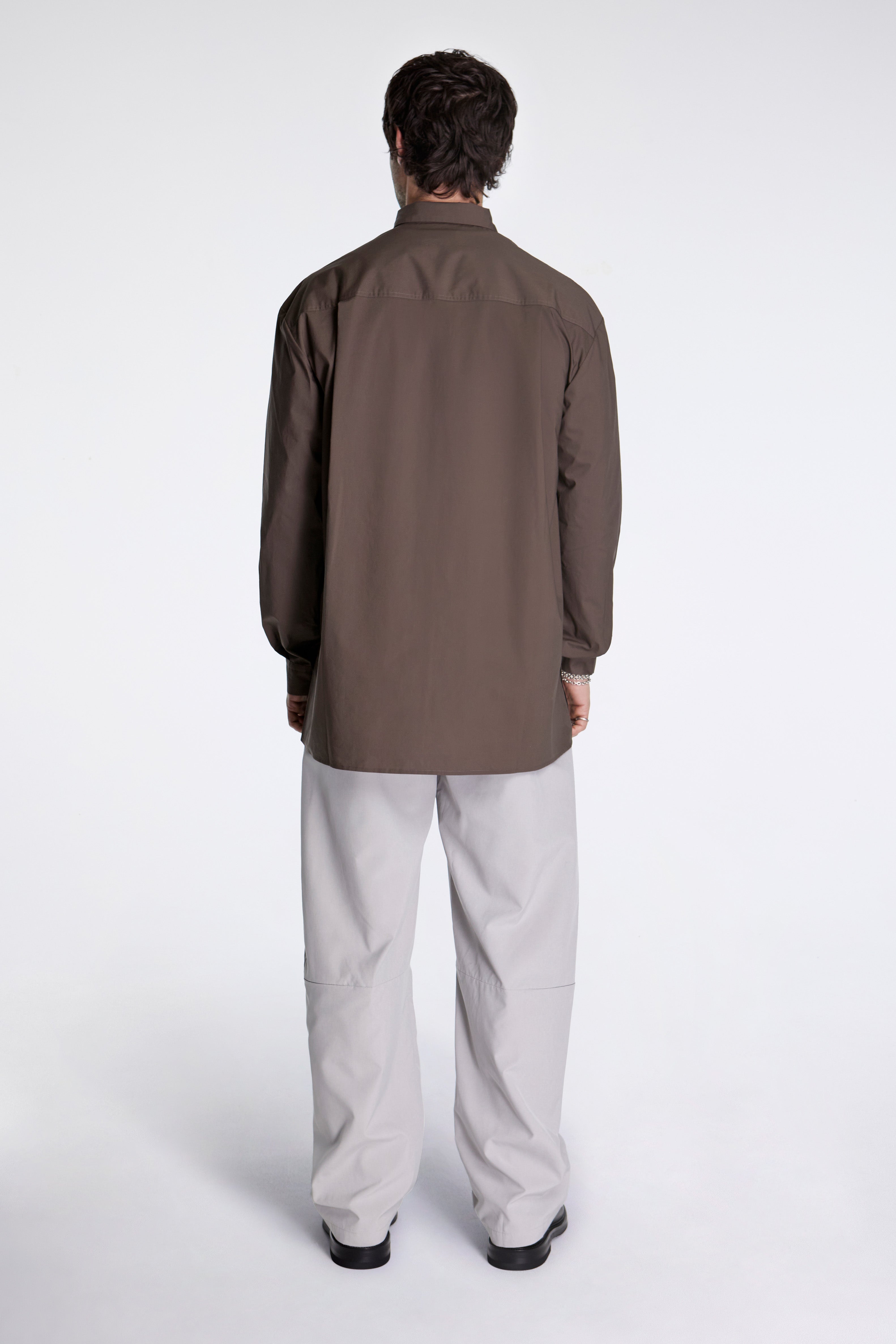 Square Pocket Oversized Shirts Brown