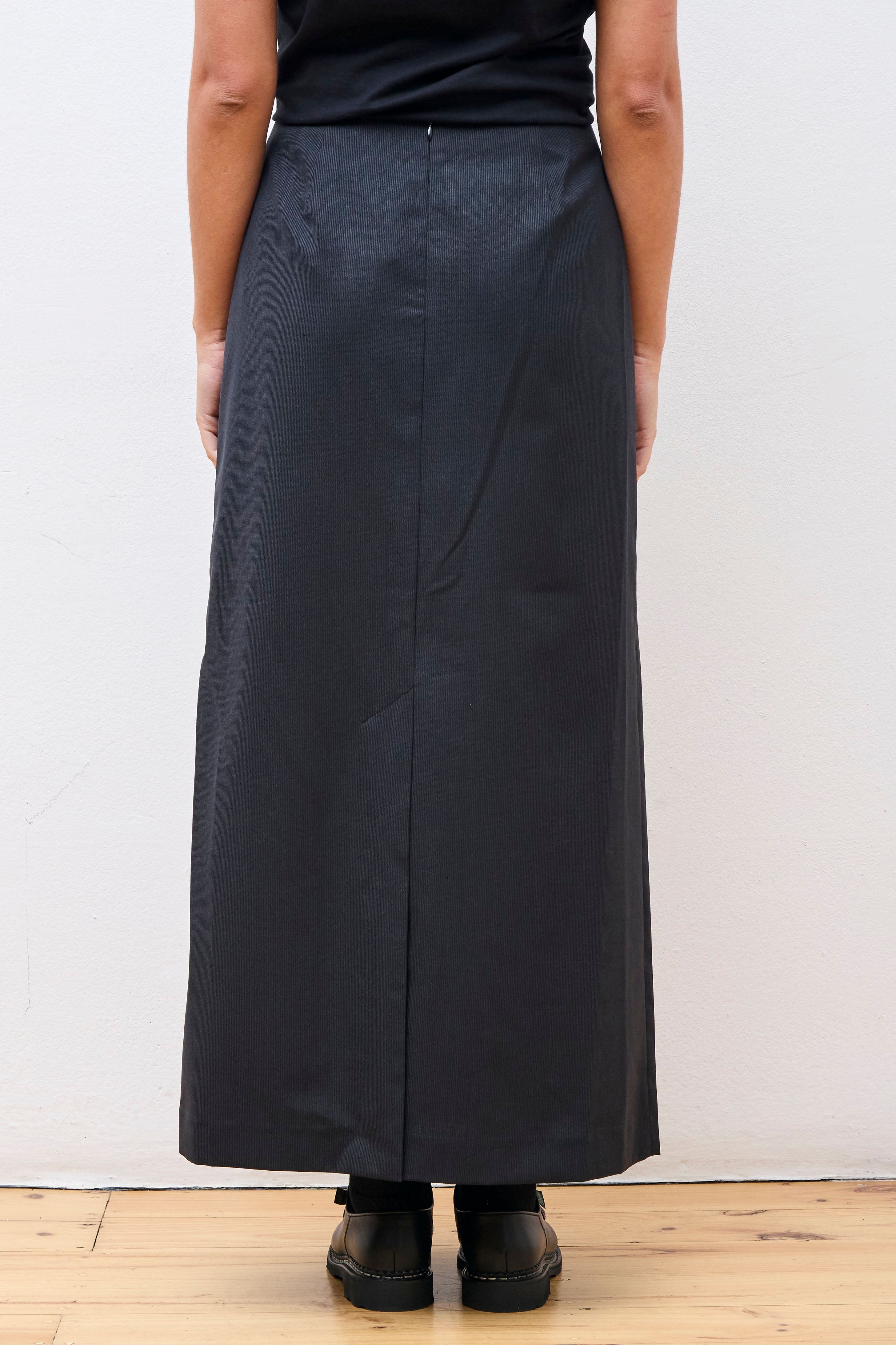 Stripe Maxi Long Skirt Black