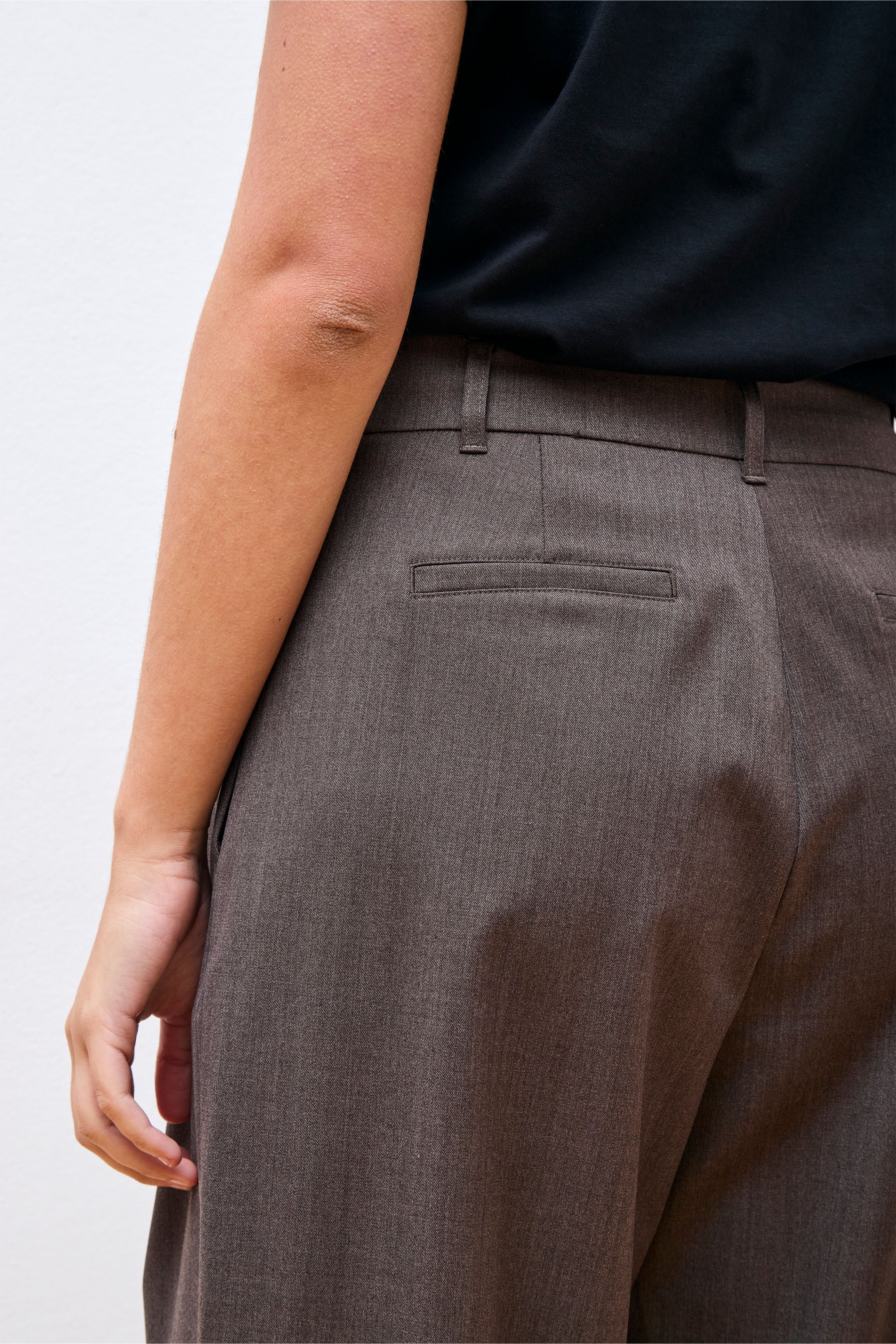 Wide Tuck Pants Brown