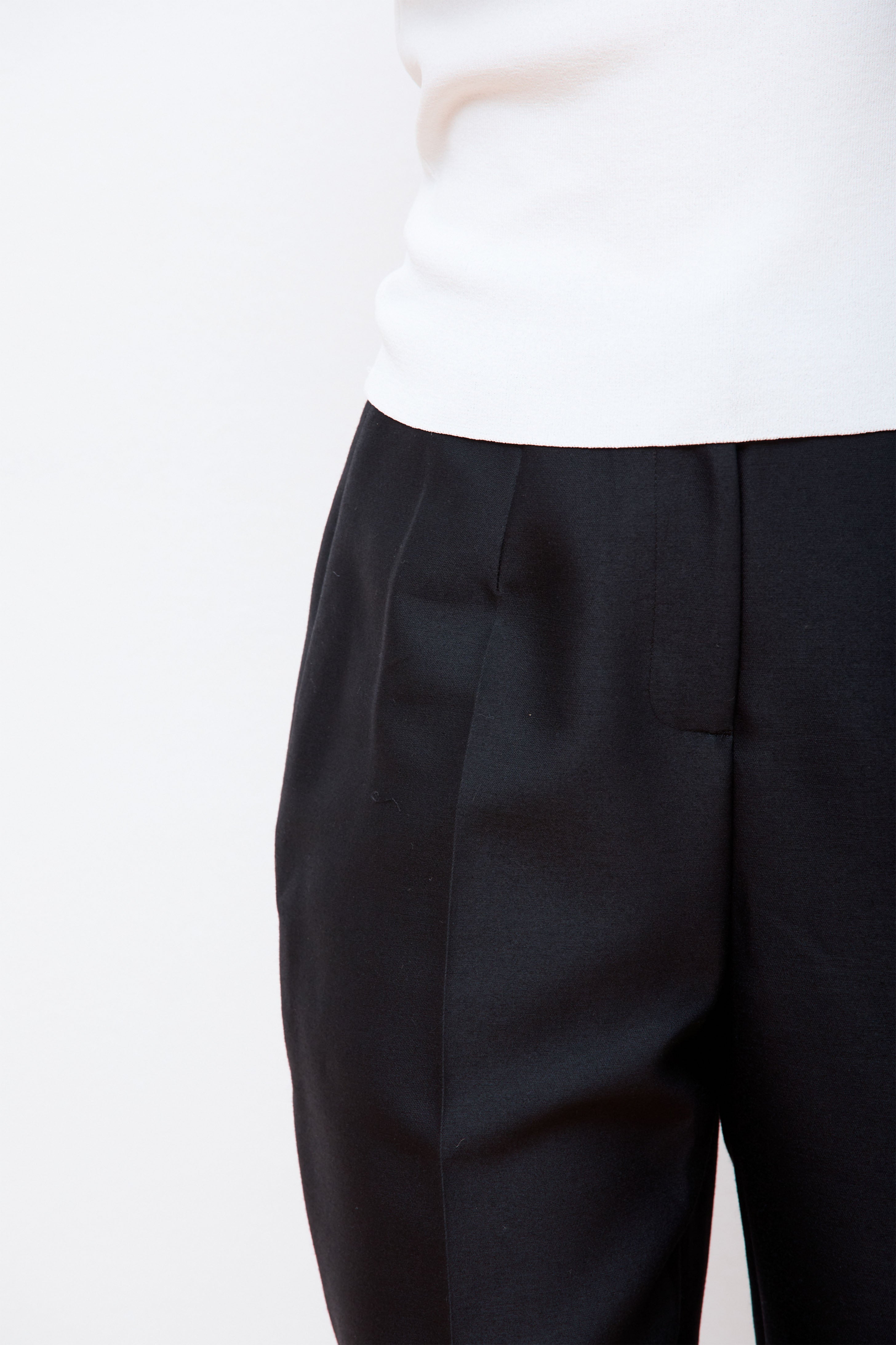 Wool Silk Structure Pants Black