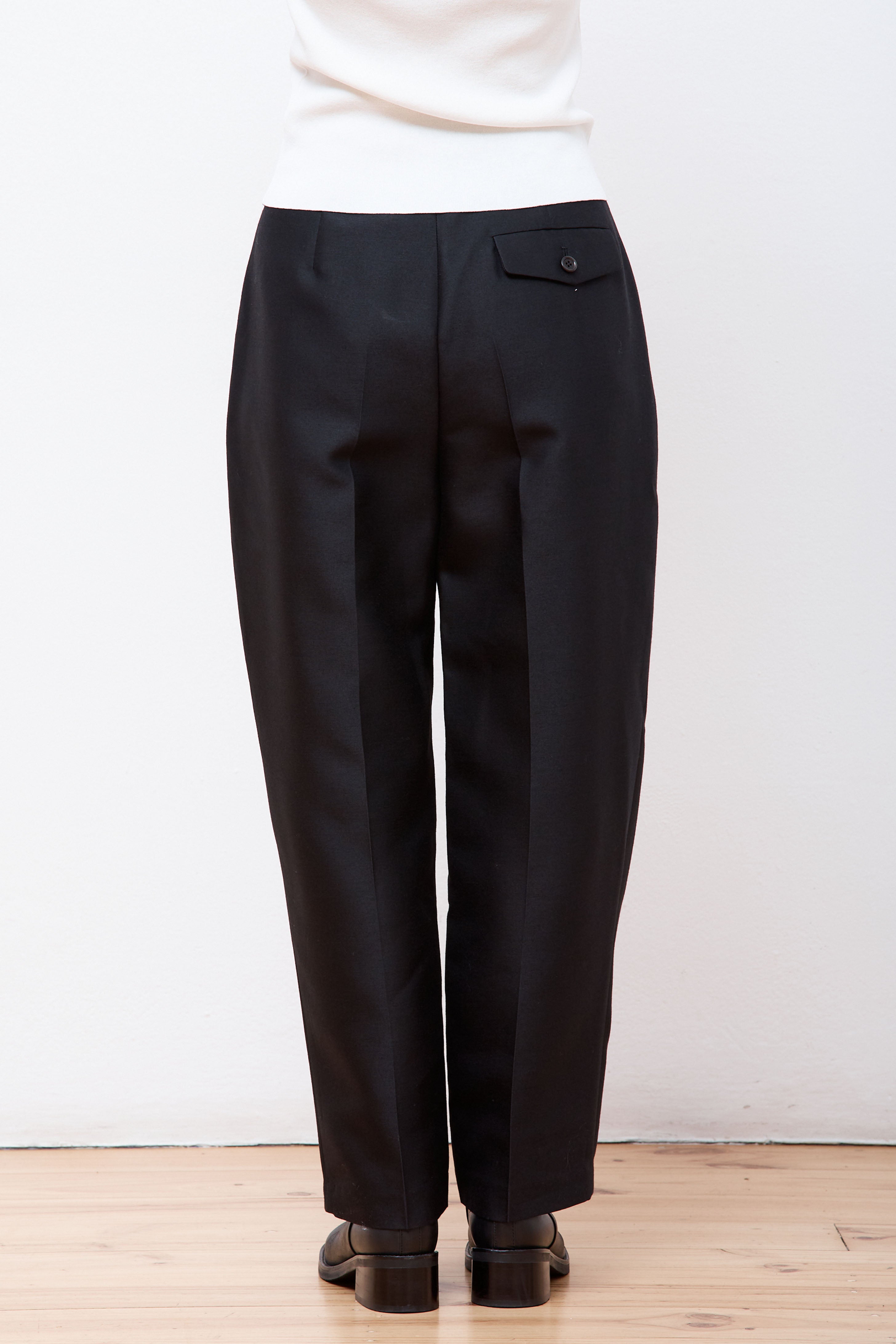 Wool Silk Structure Pants Black