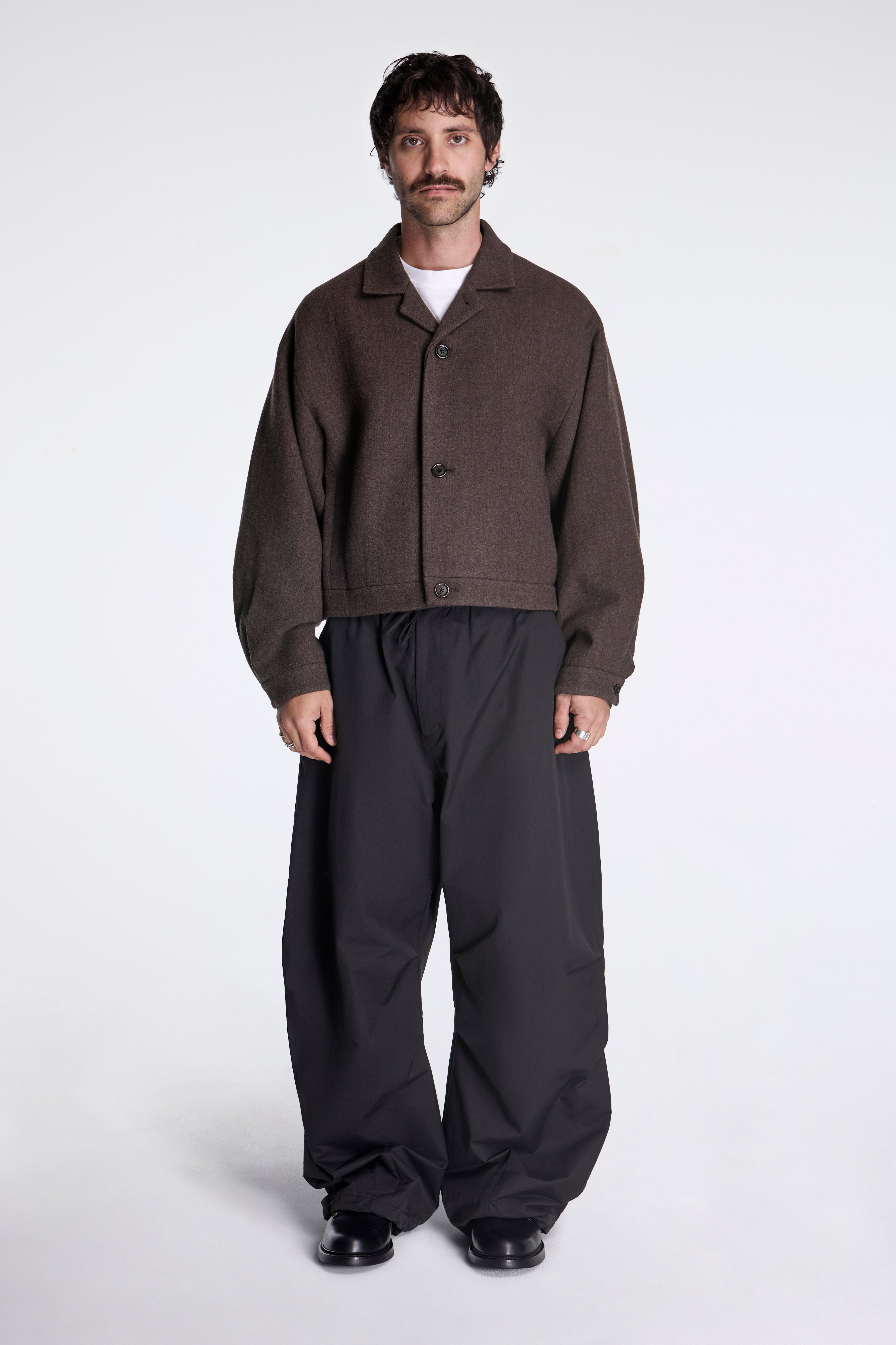 Wool Crop Jacket Brown