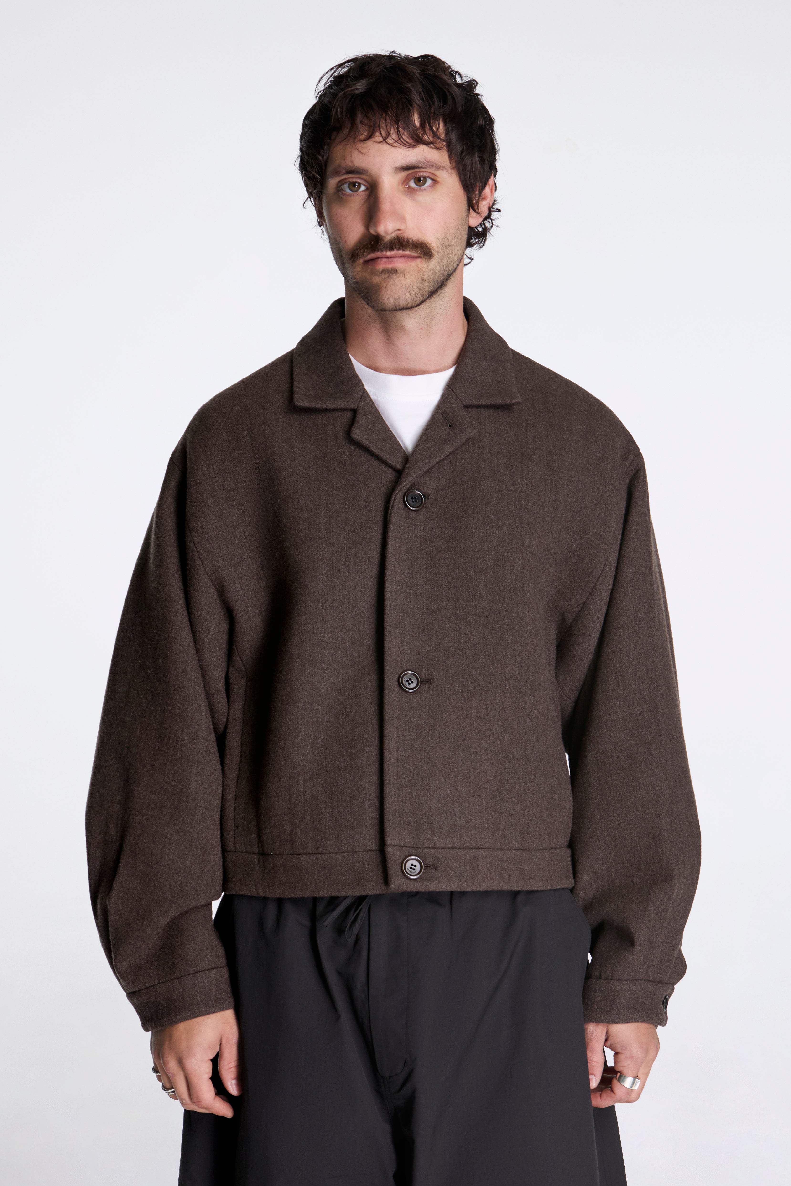 Wool Crop Jacket Brown