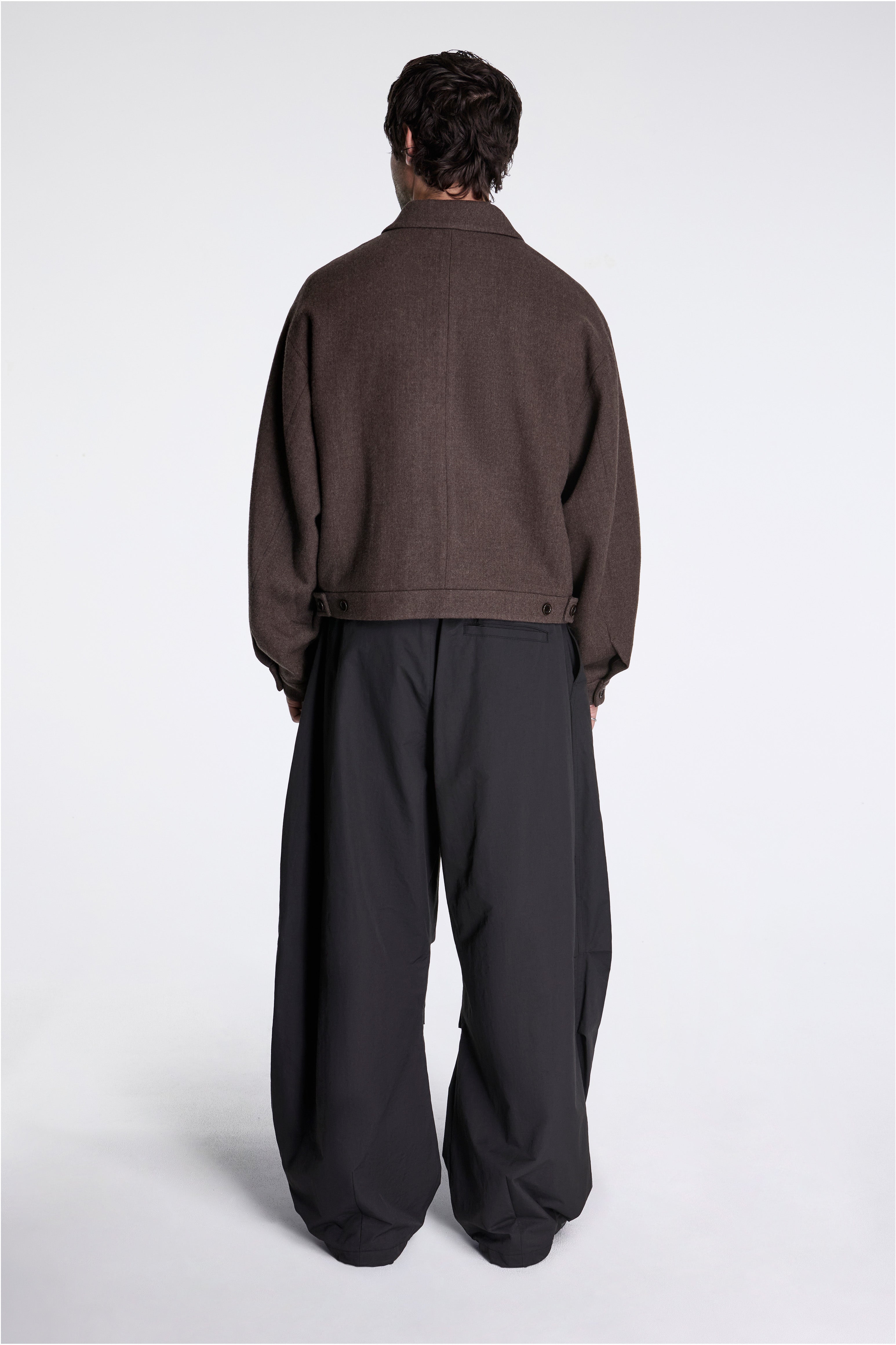 Wool Crop Jacket Brown