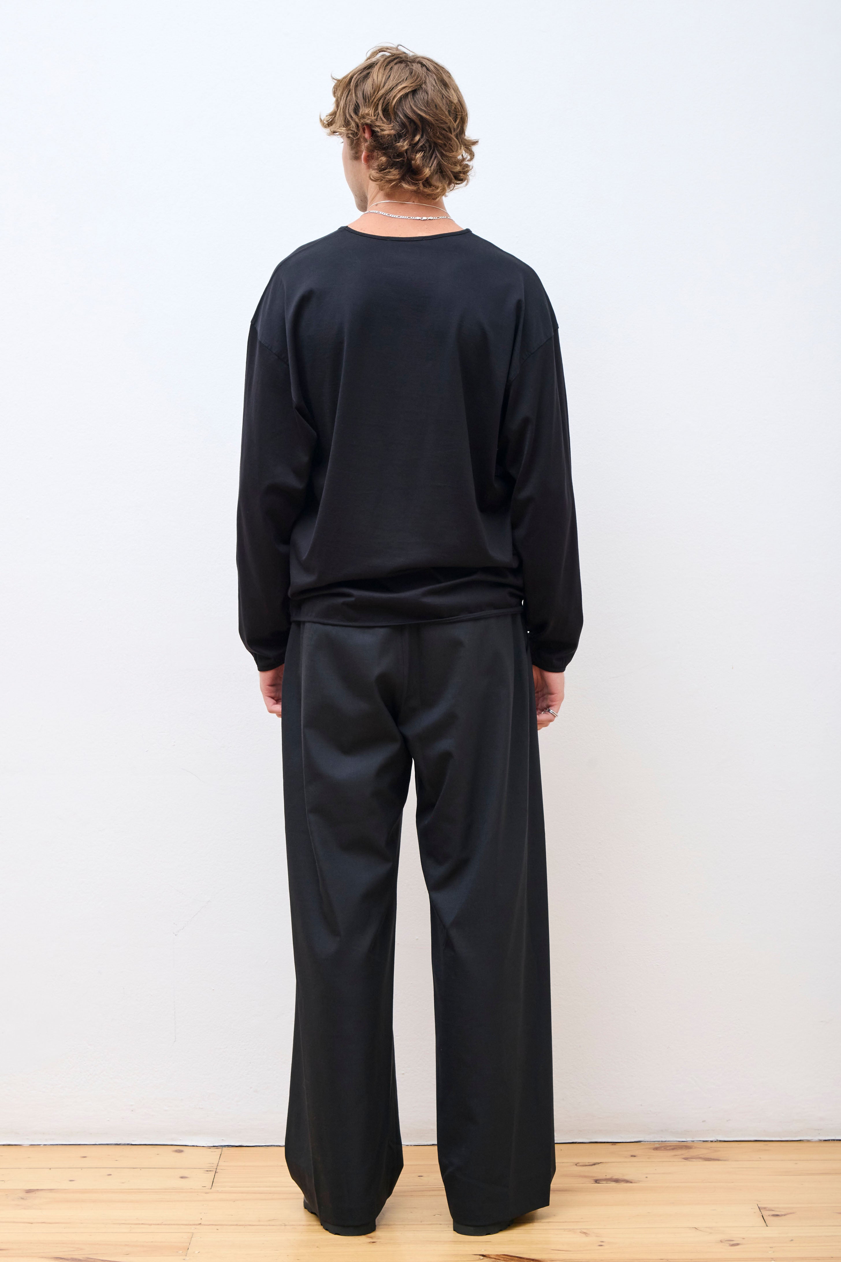 Wool Wide Pants Black