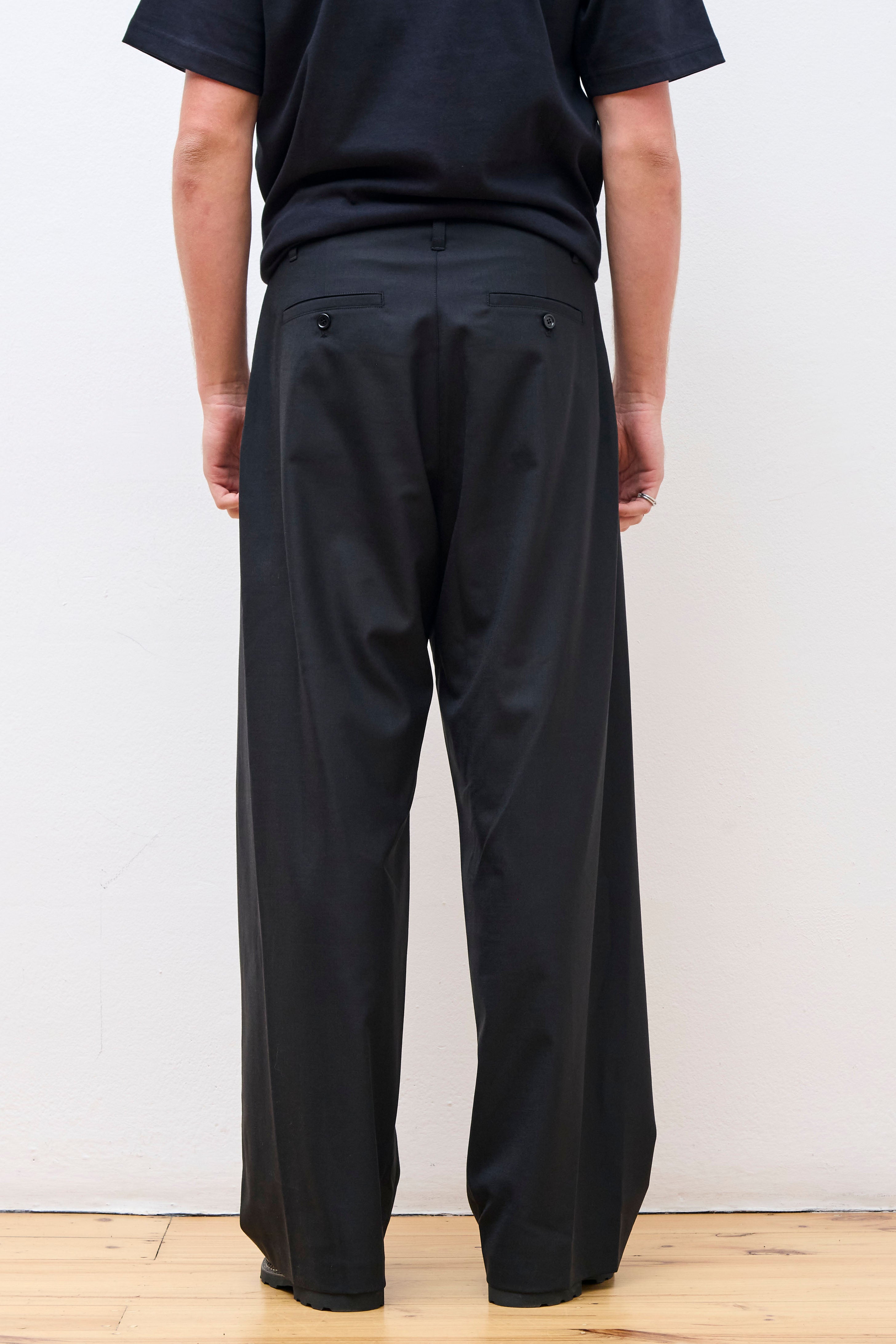 Wool Wide Pants Black