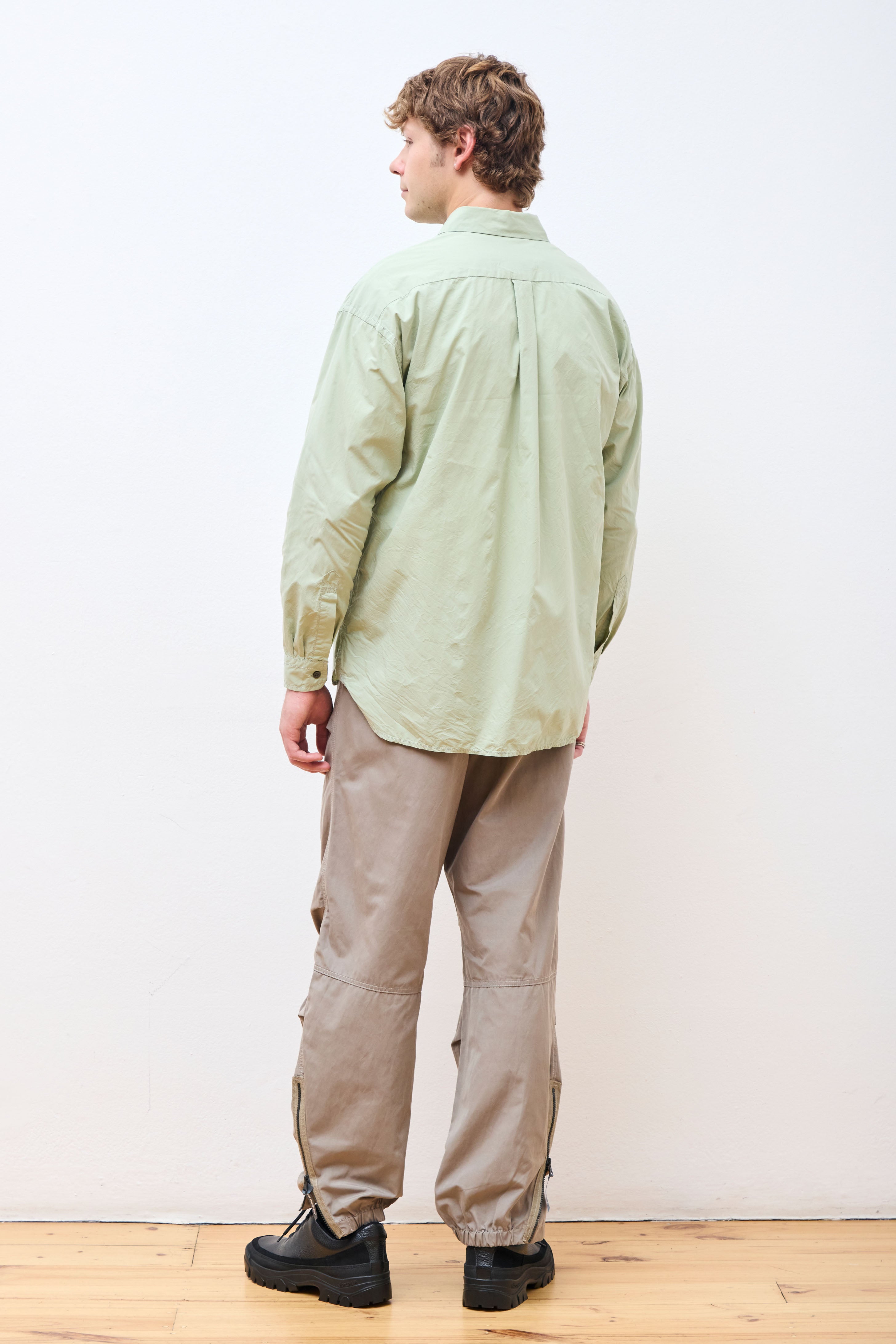 Side Zip Hem Pants Gray Beige