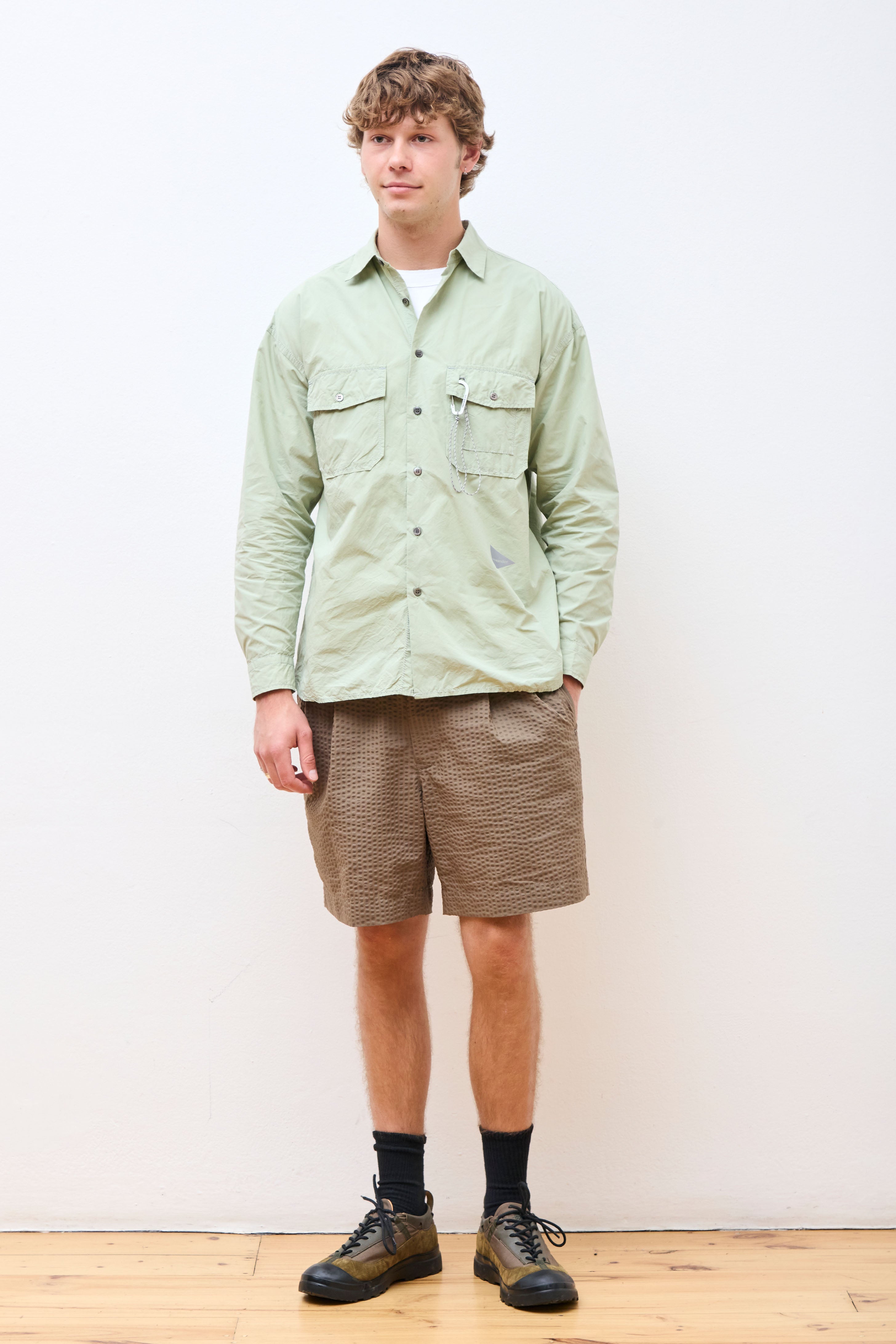 Dry Soft Seersucker Short Pants (M) Beige