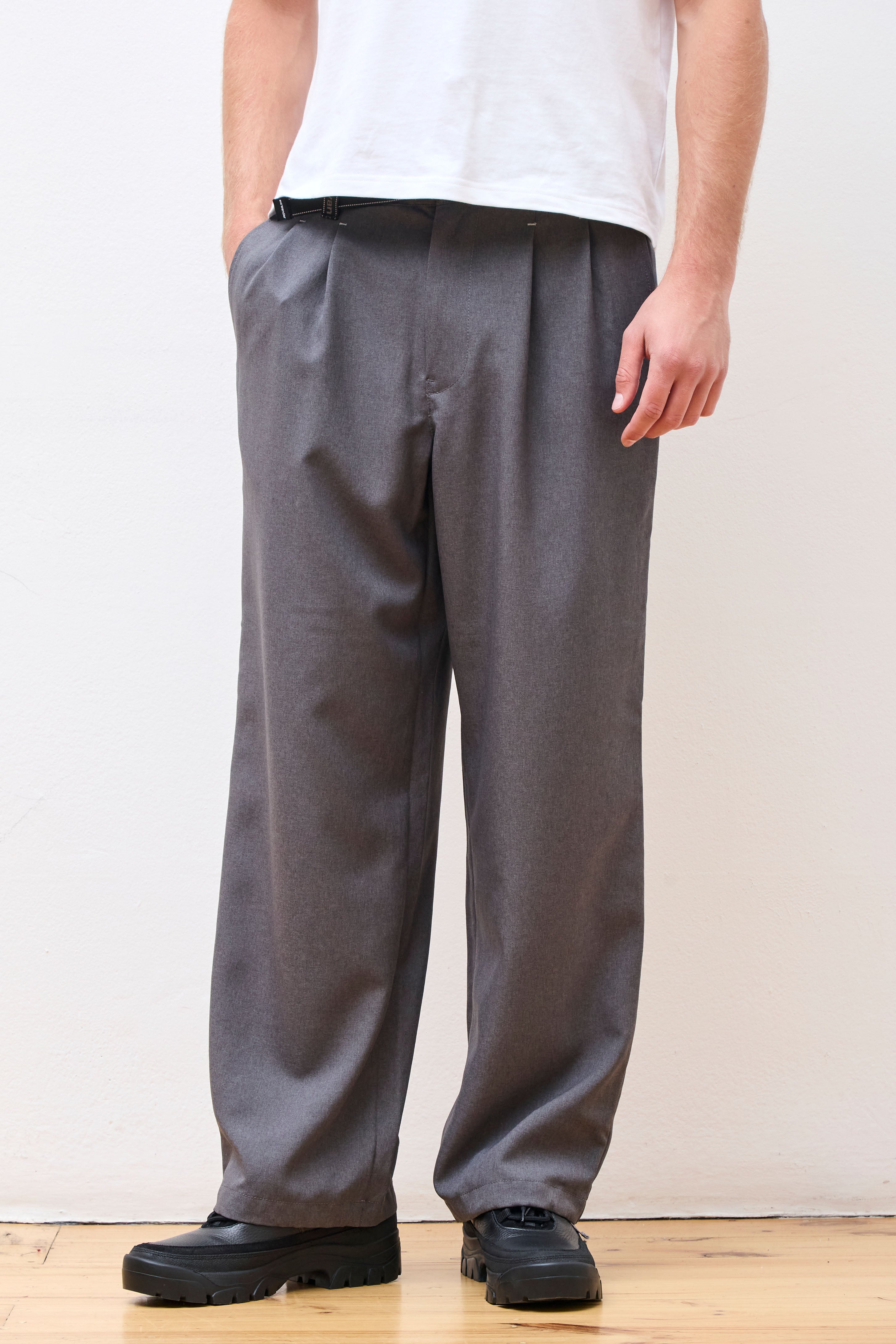 Pe Melange Twill Wide Pants Gray