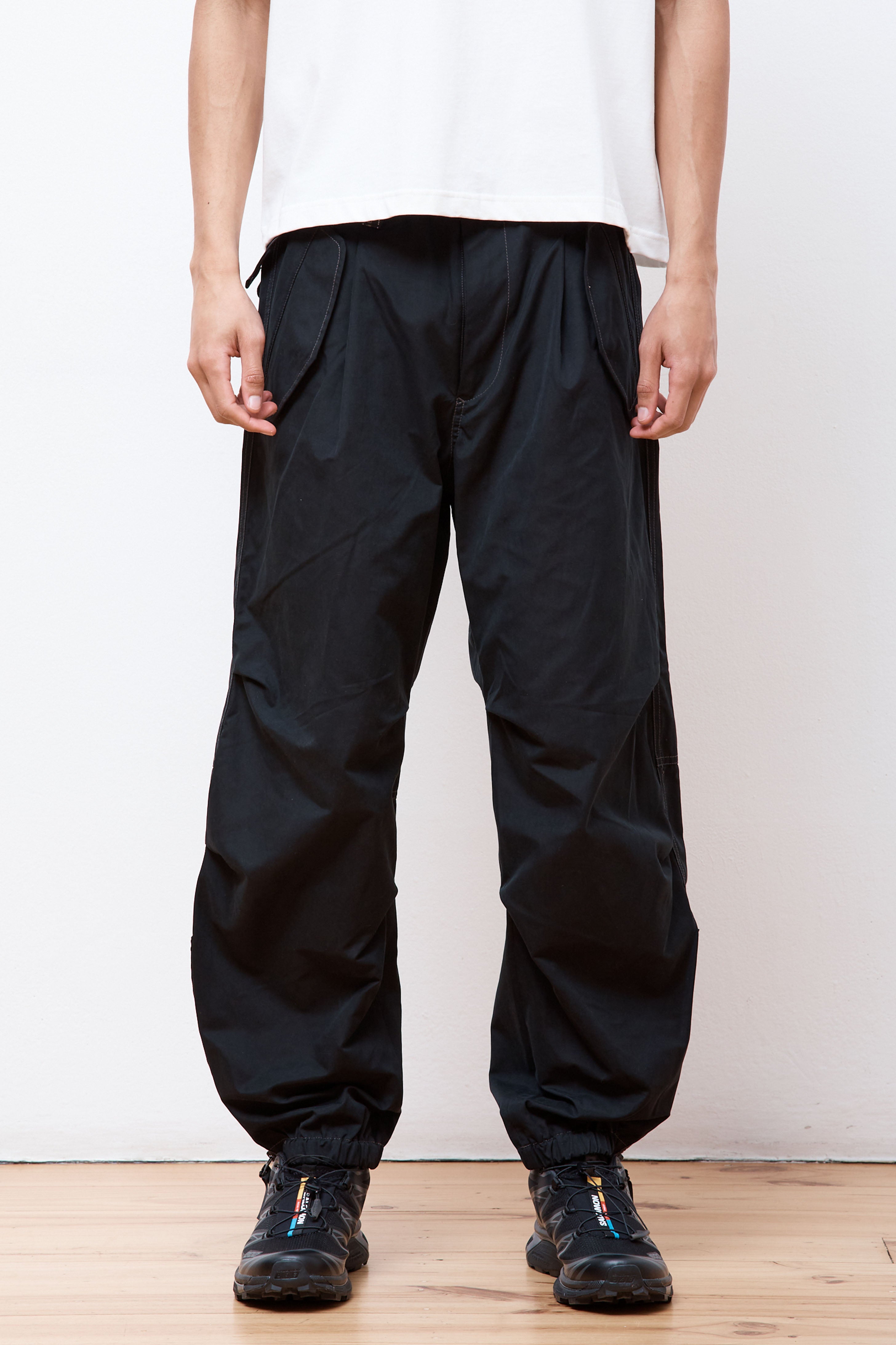 Side Zip Hem Pants Black