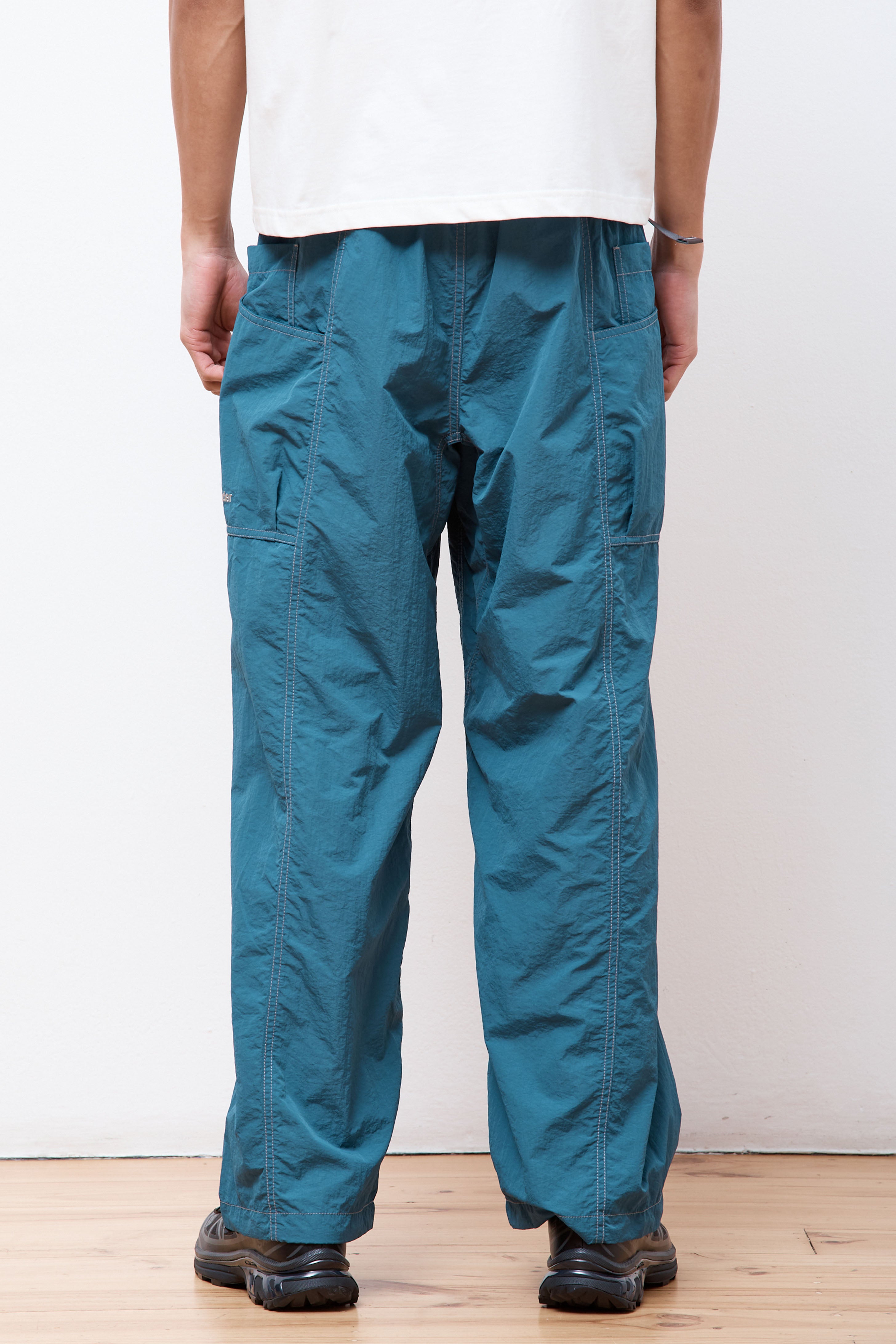 Crinkled Nylon Pants Blue