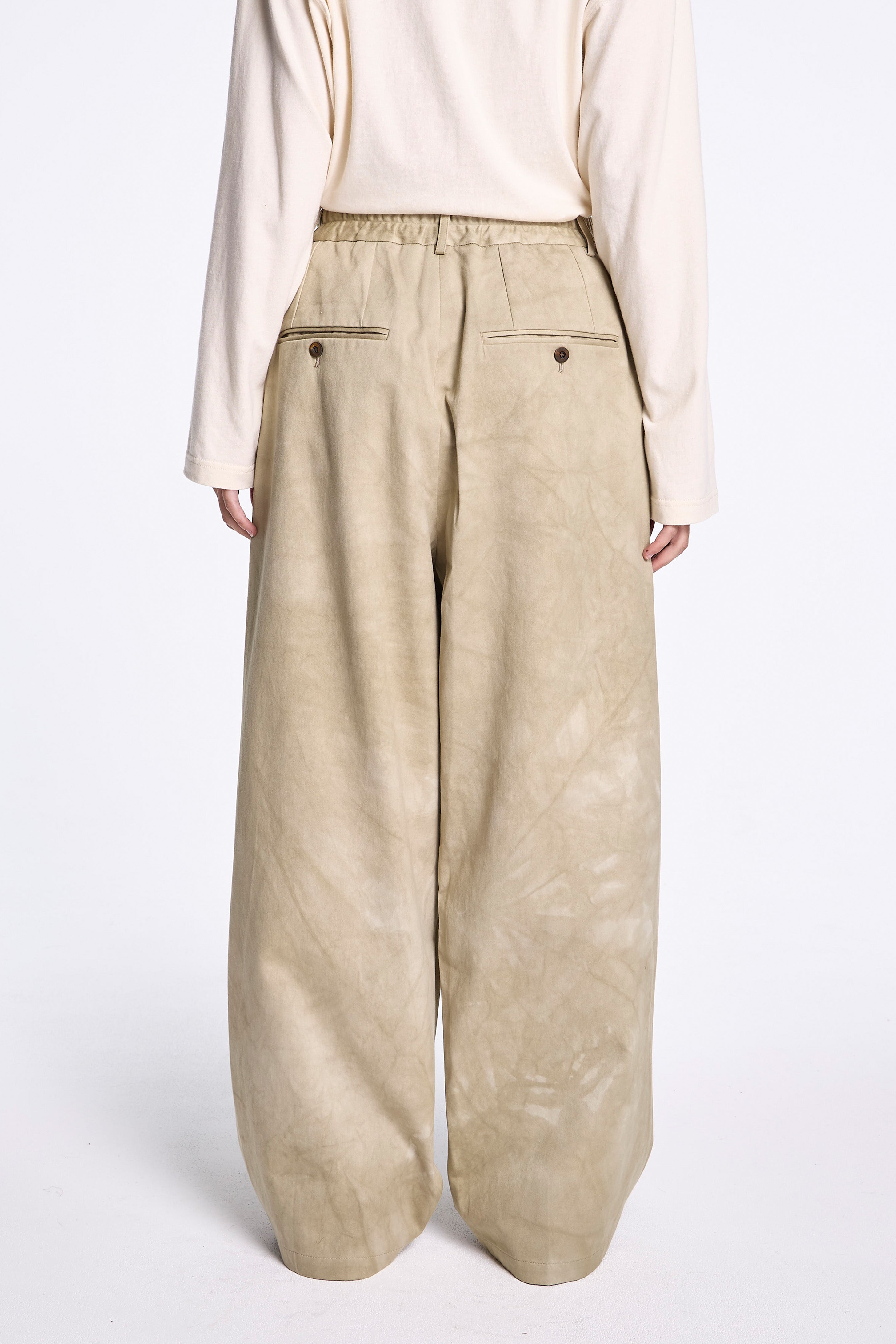 Double Pleated Pant Uneven Khaki