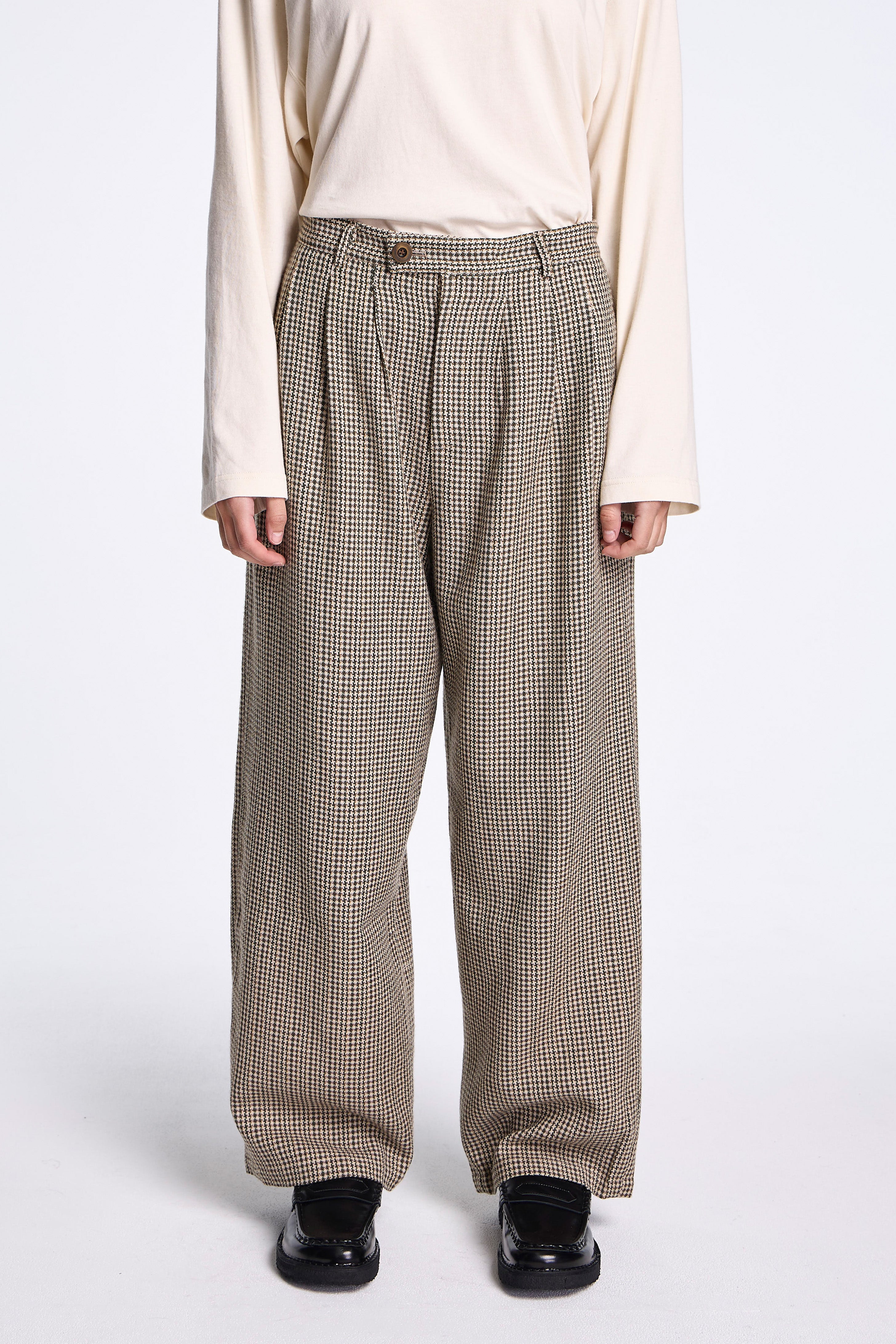 Triple Pleated Pant Natural/Carob