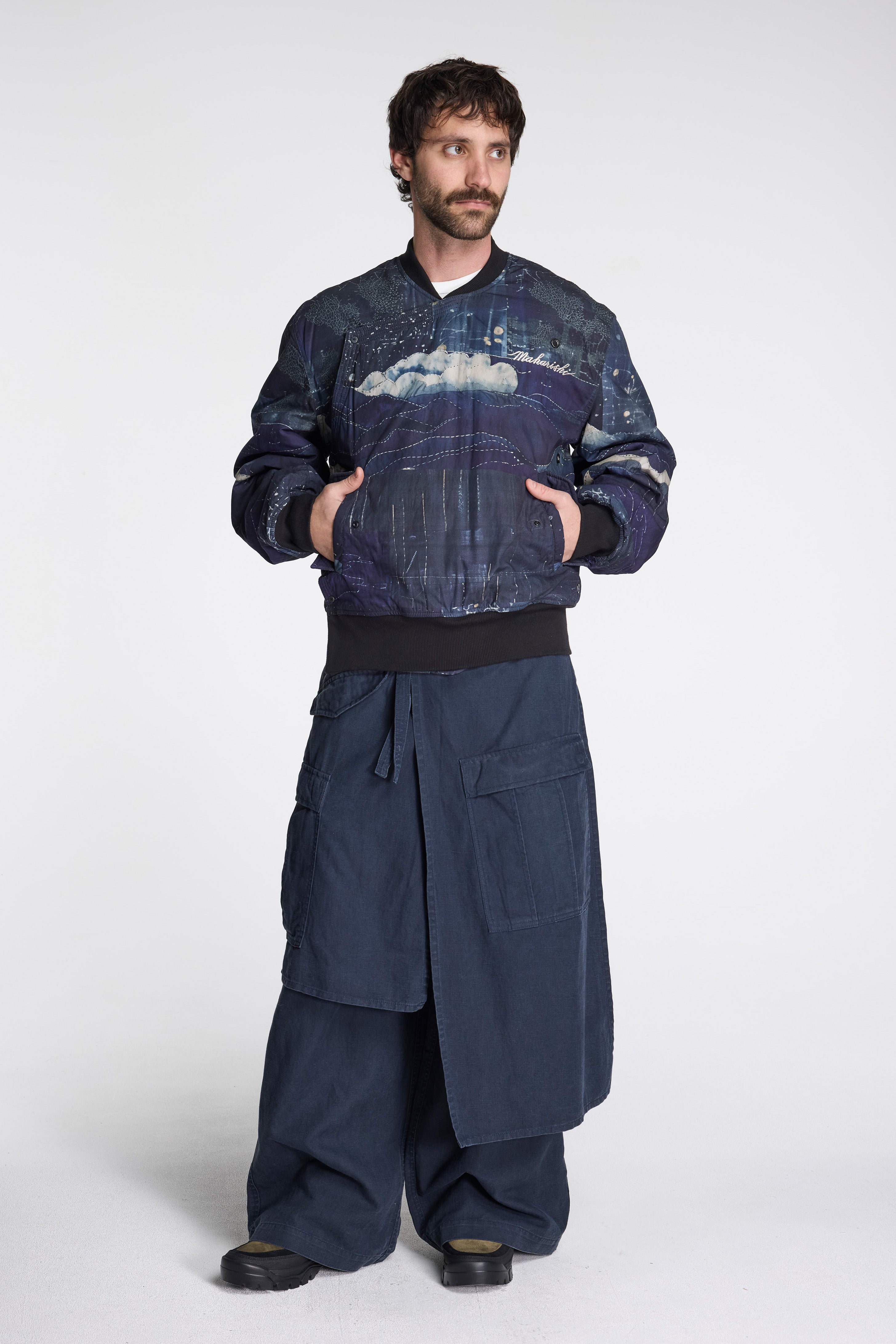 Boro Crane Monk MA1 Jacket Indigo