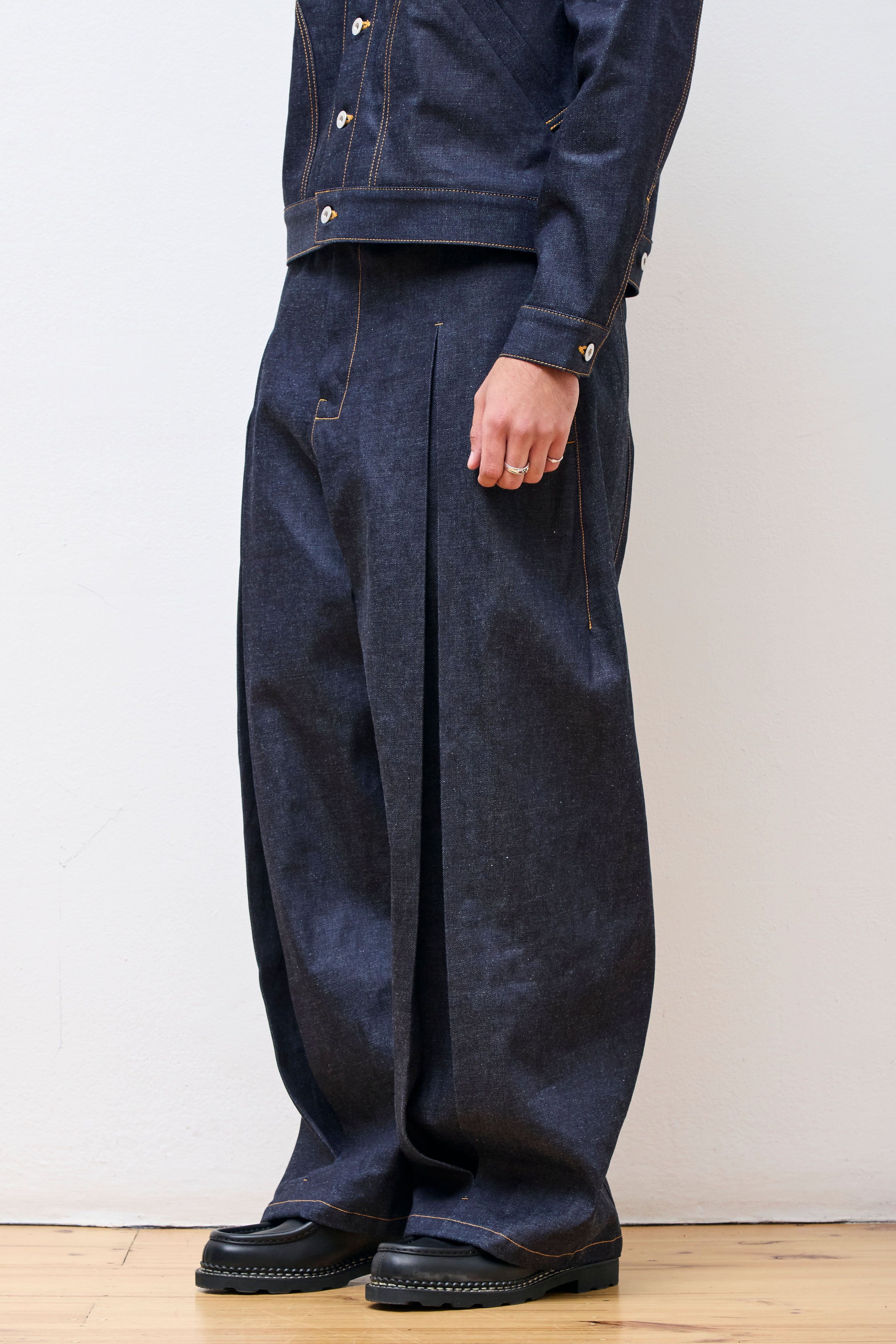 Box Pleat Trouser Denim Raw Denim