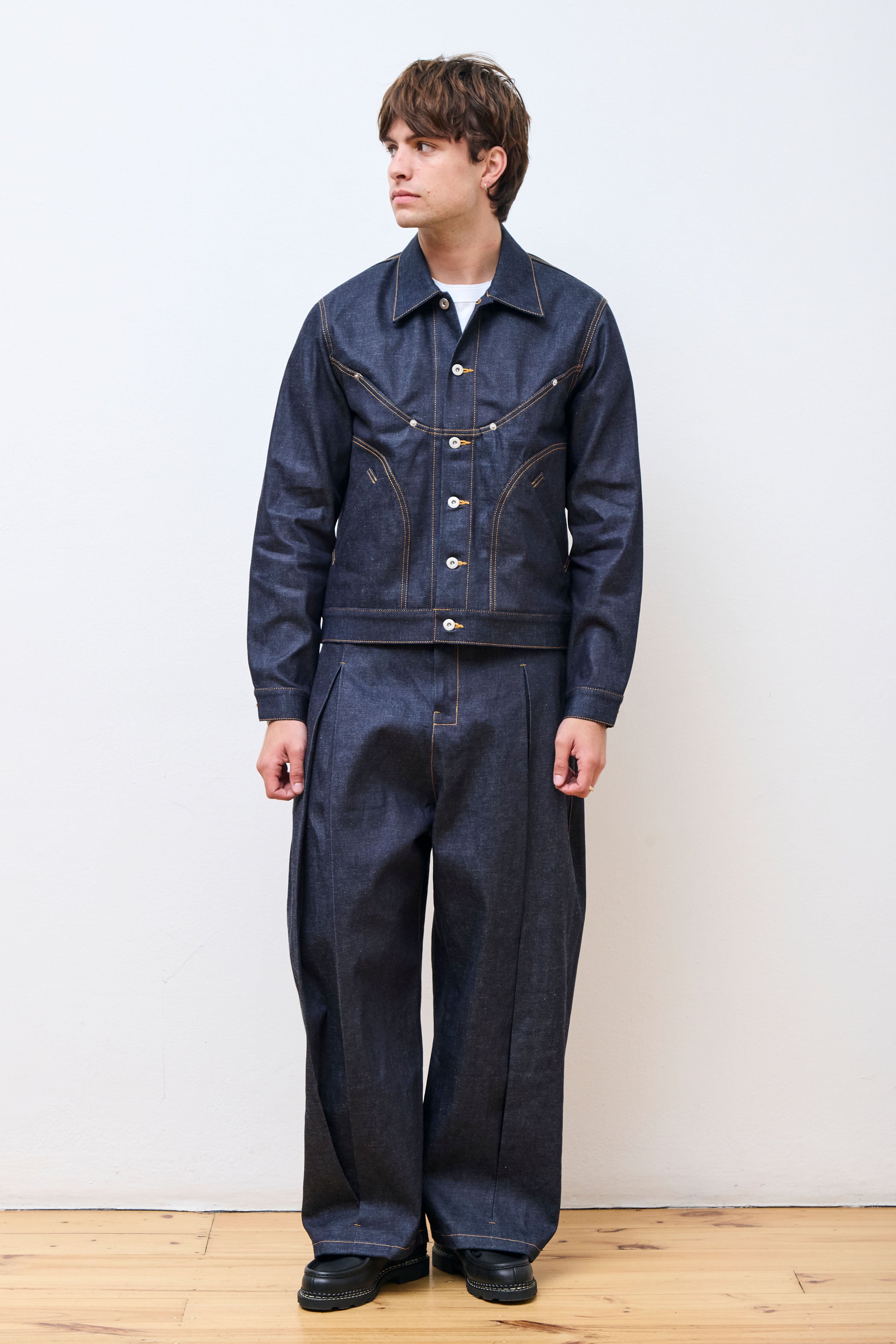 Box Pleat Trouser Denim Raw Denim