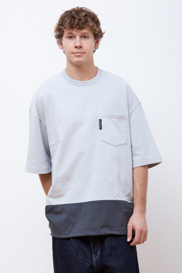 Colour Block Drawstring T-Shirt Grey