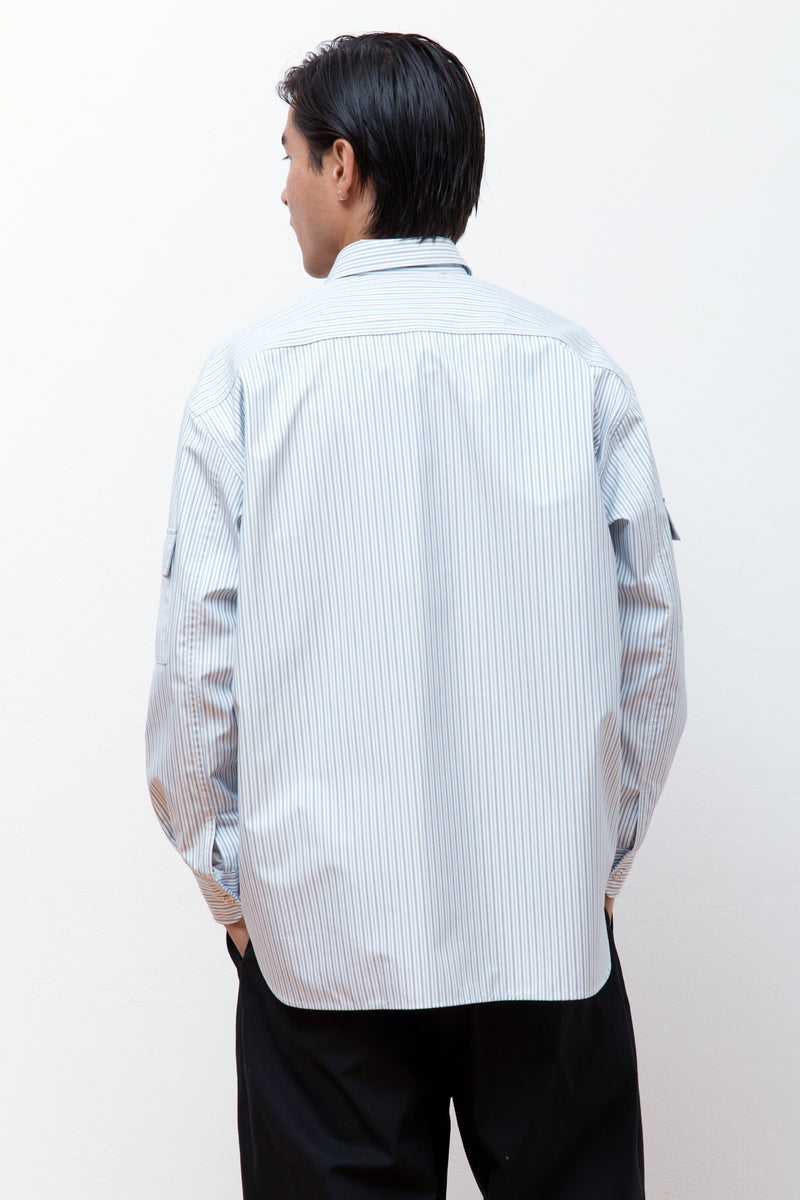 Striped Technical Overshirt Blue/White