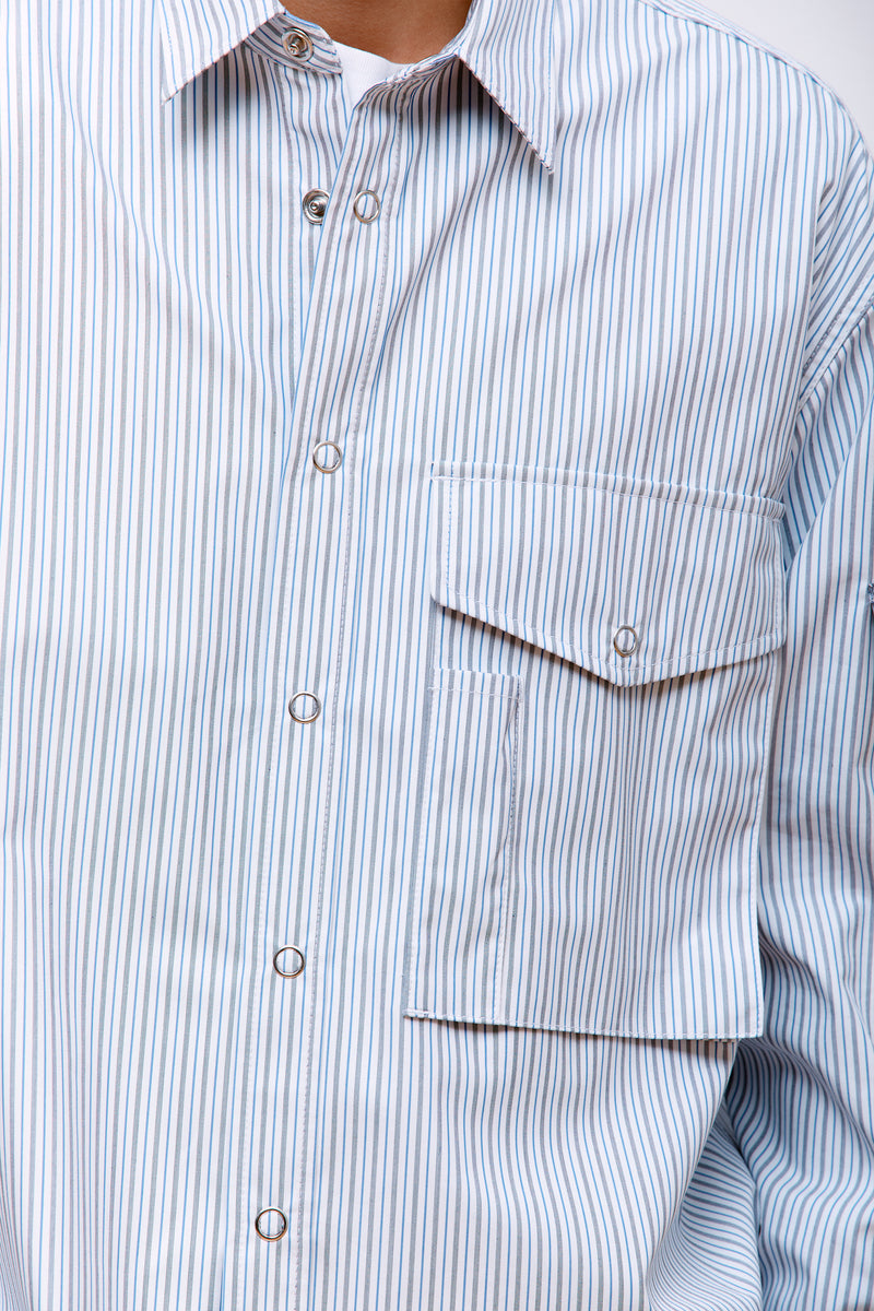 Striped Technical Overshirt Blue/White