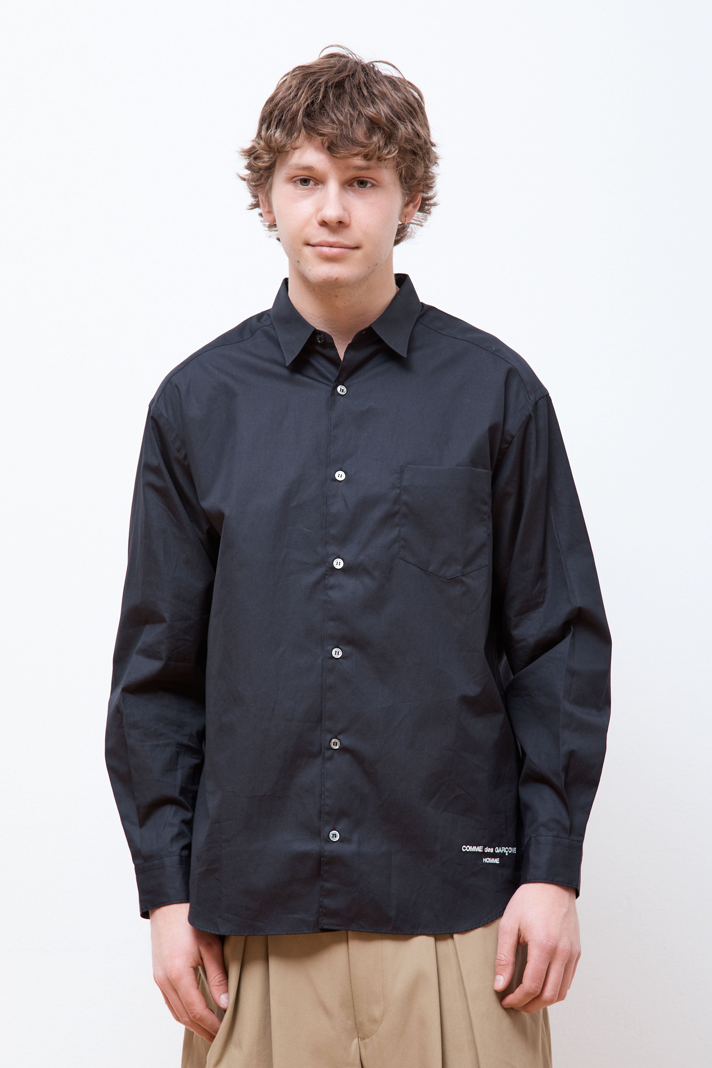 Cotton Logo Shirt Black - BLACK / S