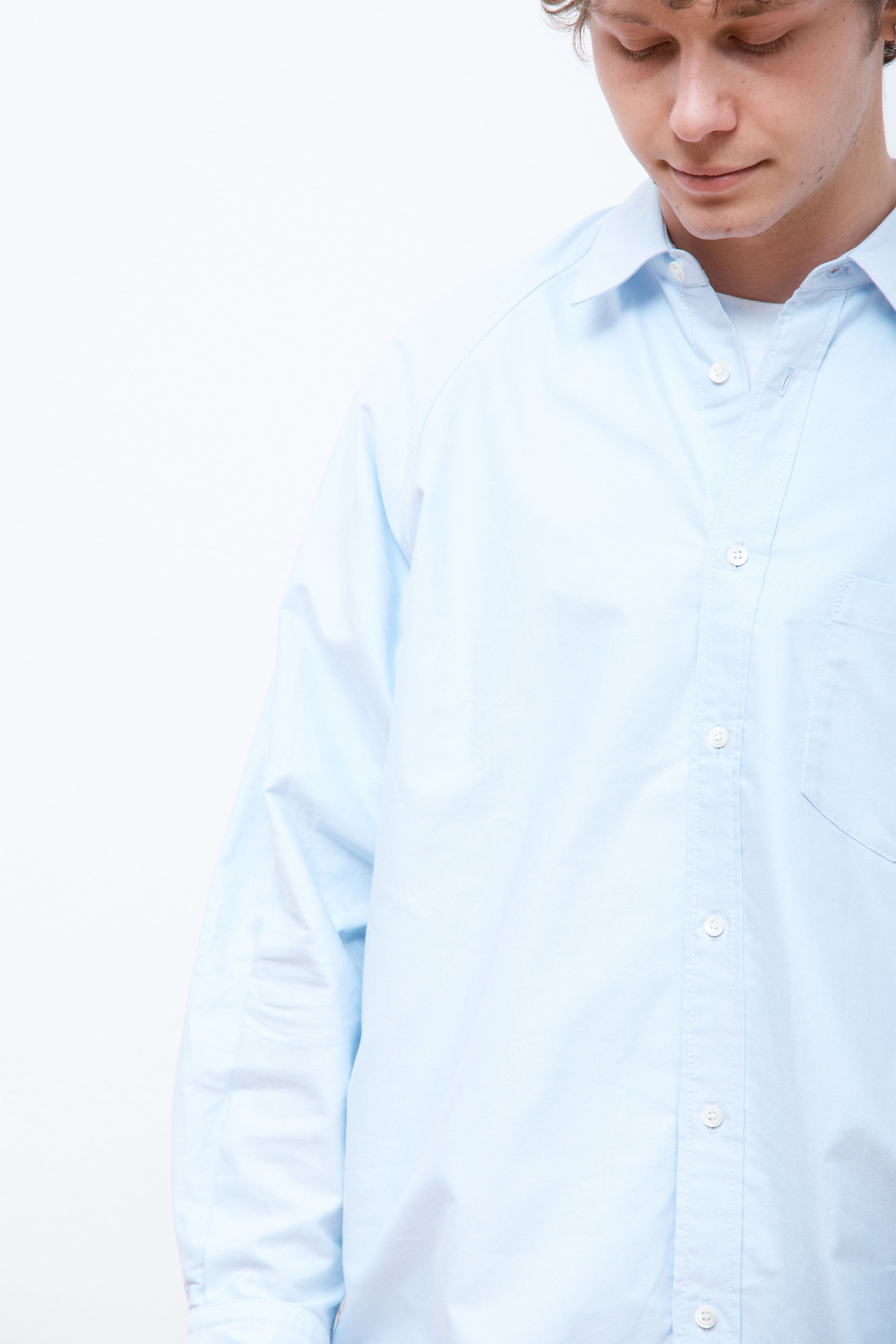 Cotton Oxford Shirt Sax/White